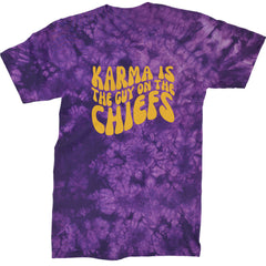 Karma Is The Guy On The Chiefs Boyfriend Mens T-shirt Tie-Dye Crystal Purple