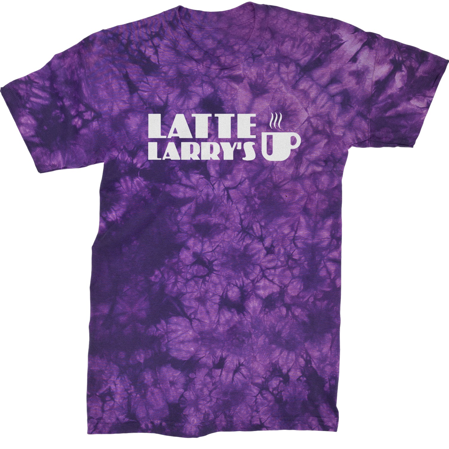 Latte Larry's Enthusiastic Coffee Mens T-shirt Tie-Dye Crystal Purple