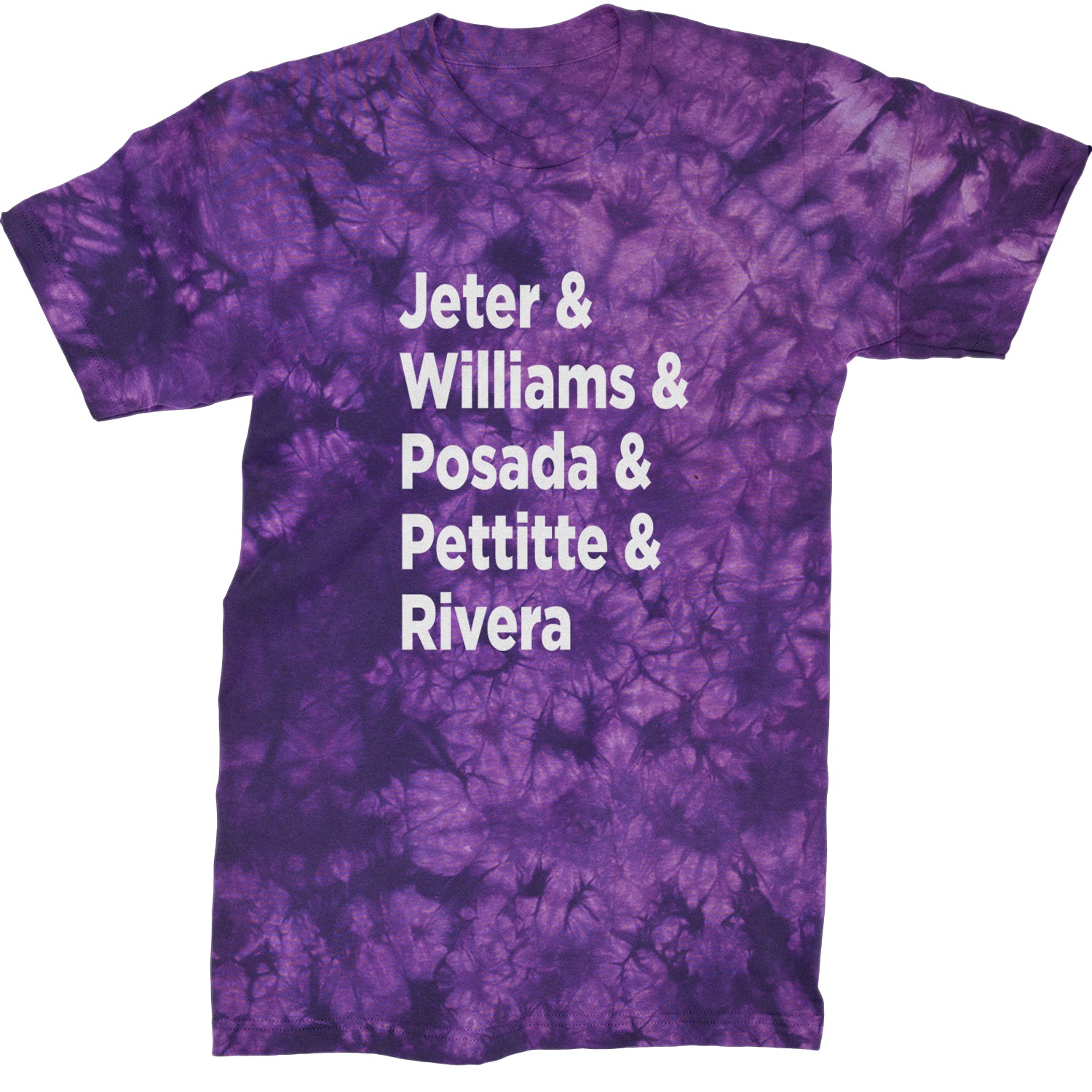 Jeter & Williams & Posada & Pettitte & Rivera Mens T-shirt Tie-Dye Crystal Purple