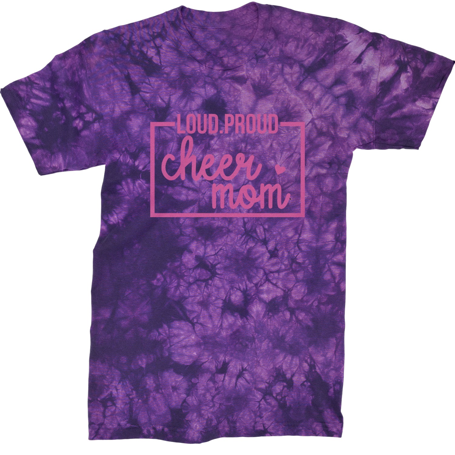 Loud Proud Cheerleader Mom Mens T-shirt Tie-Dye Crystal Purple