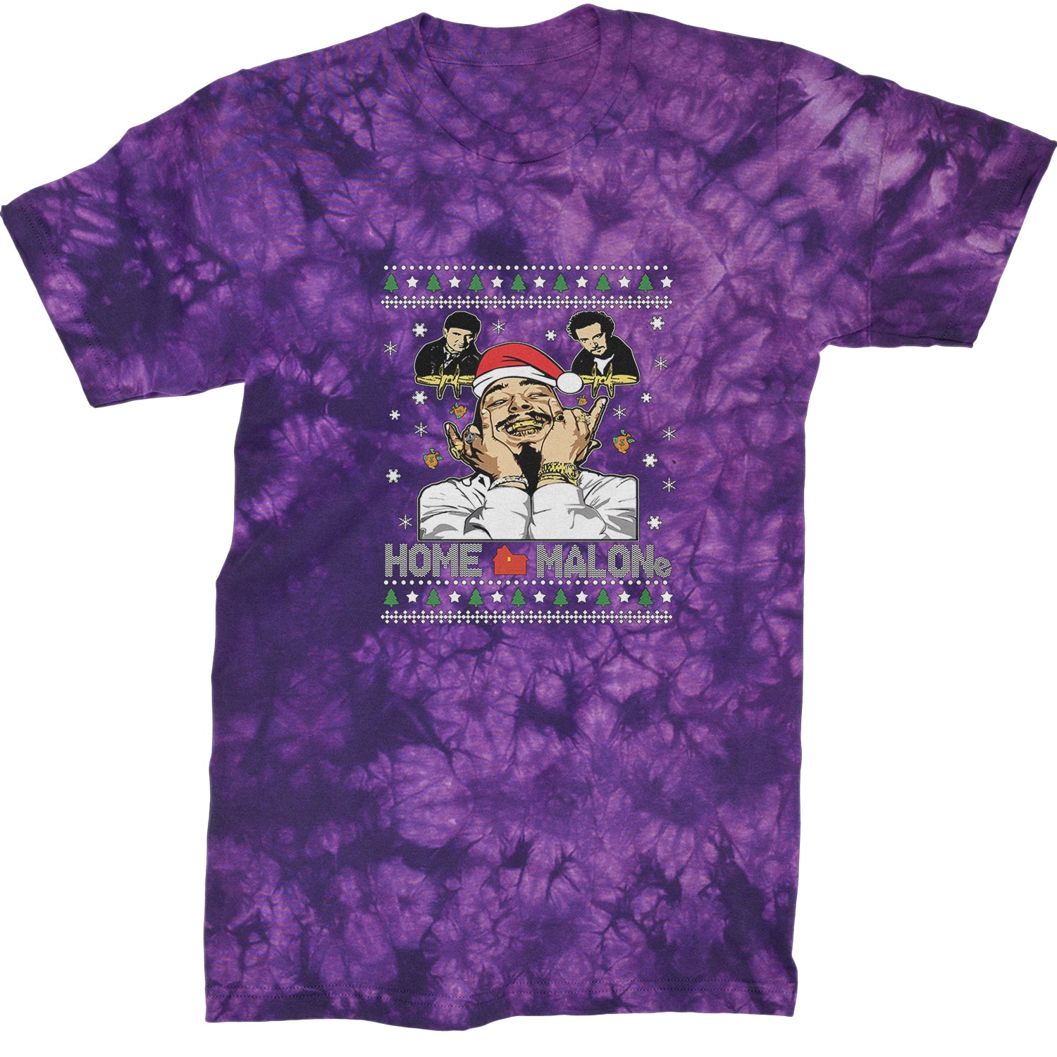 Home Malone Ugly Christmas  Mens T-shirt Tie-Dye Crystal Purple