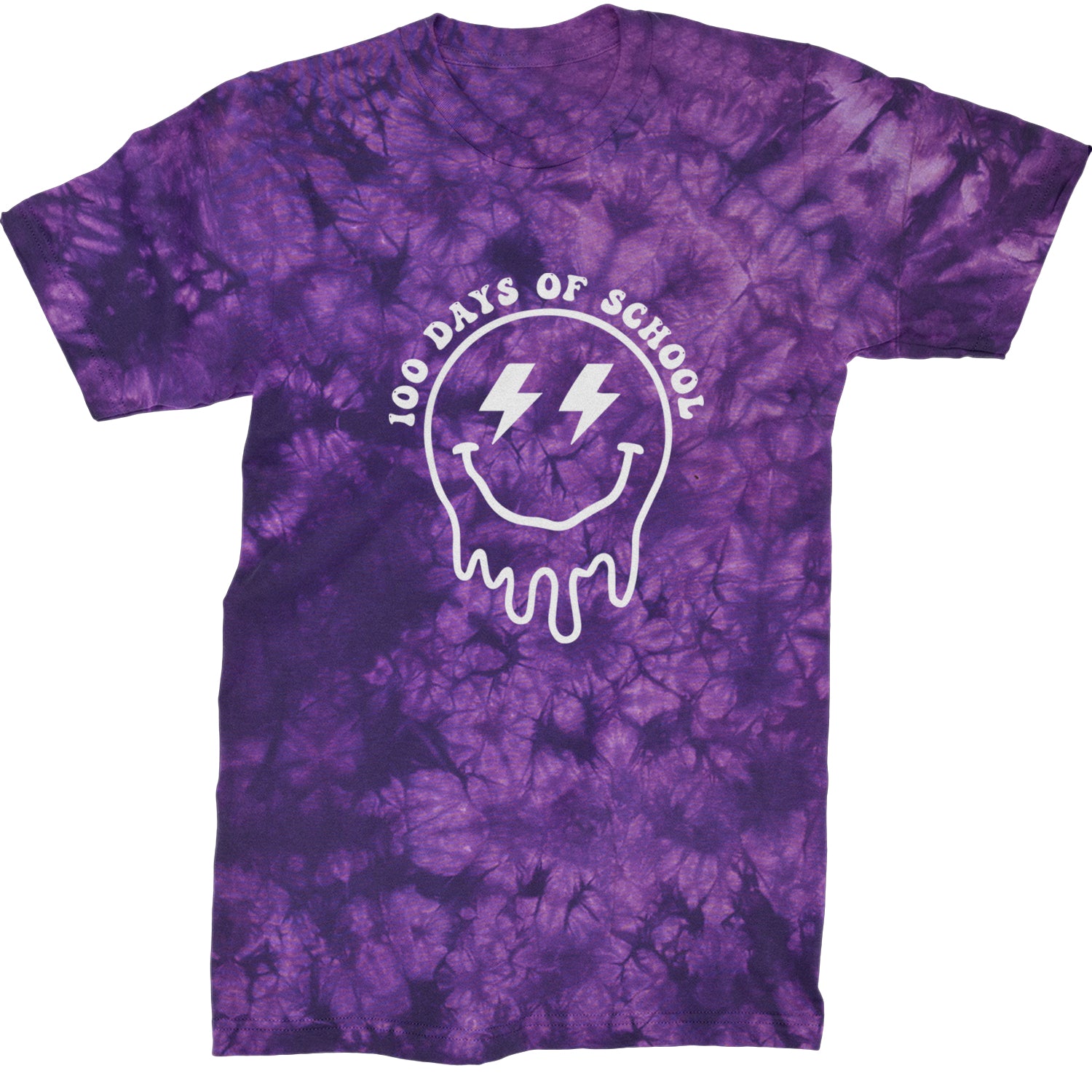 Melting Smile Face 100 Days Of School Mens T-shirt Tie-Dye Crystal Purple