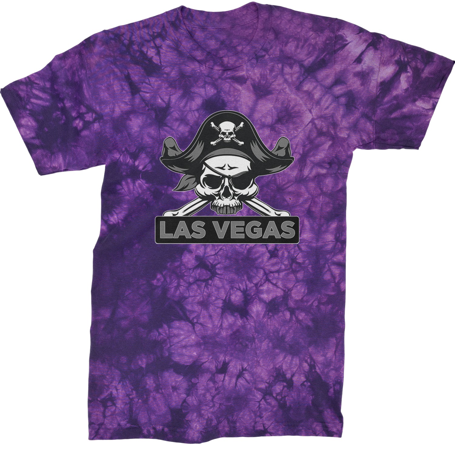 Raider Skull Straight Outta Las Vegas Mens T-shirt Tie-Dye Crystal Purple