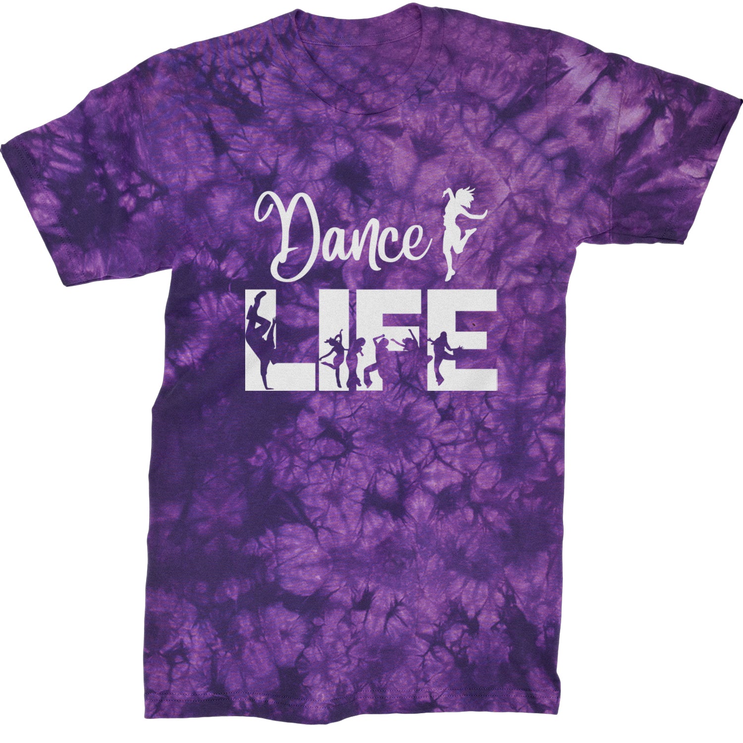 Dance Life Silhouette Dancers Mens T-shirt Tie-Dye Crystal Purple