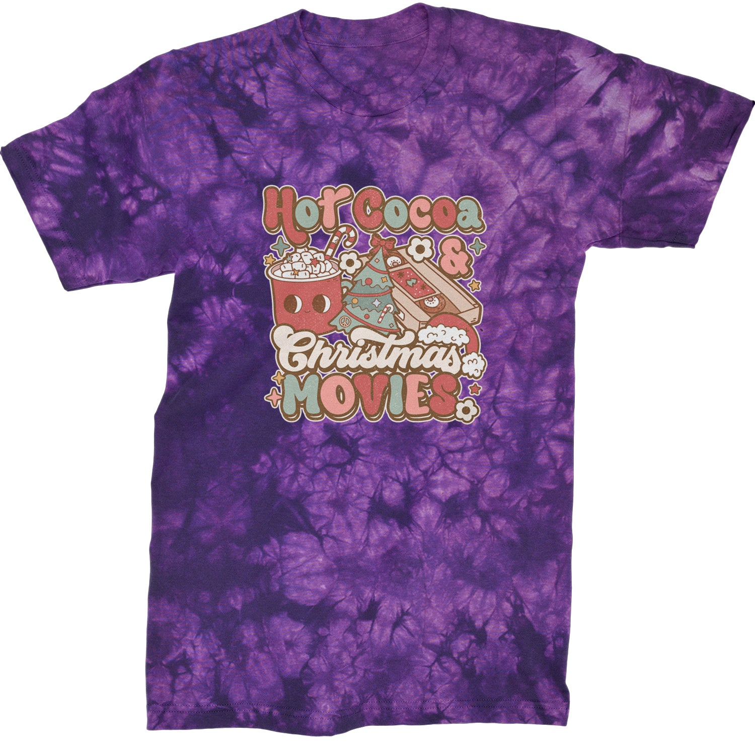 Hot Cocoa And Christmas Movies Holiday  Mens T-shirt Tie-Dye Crystal Purple