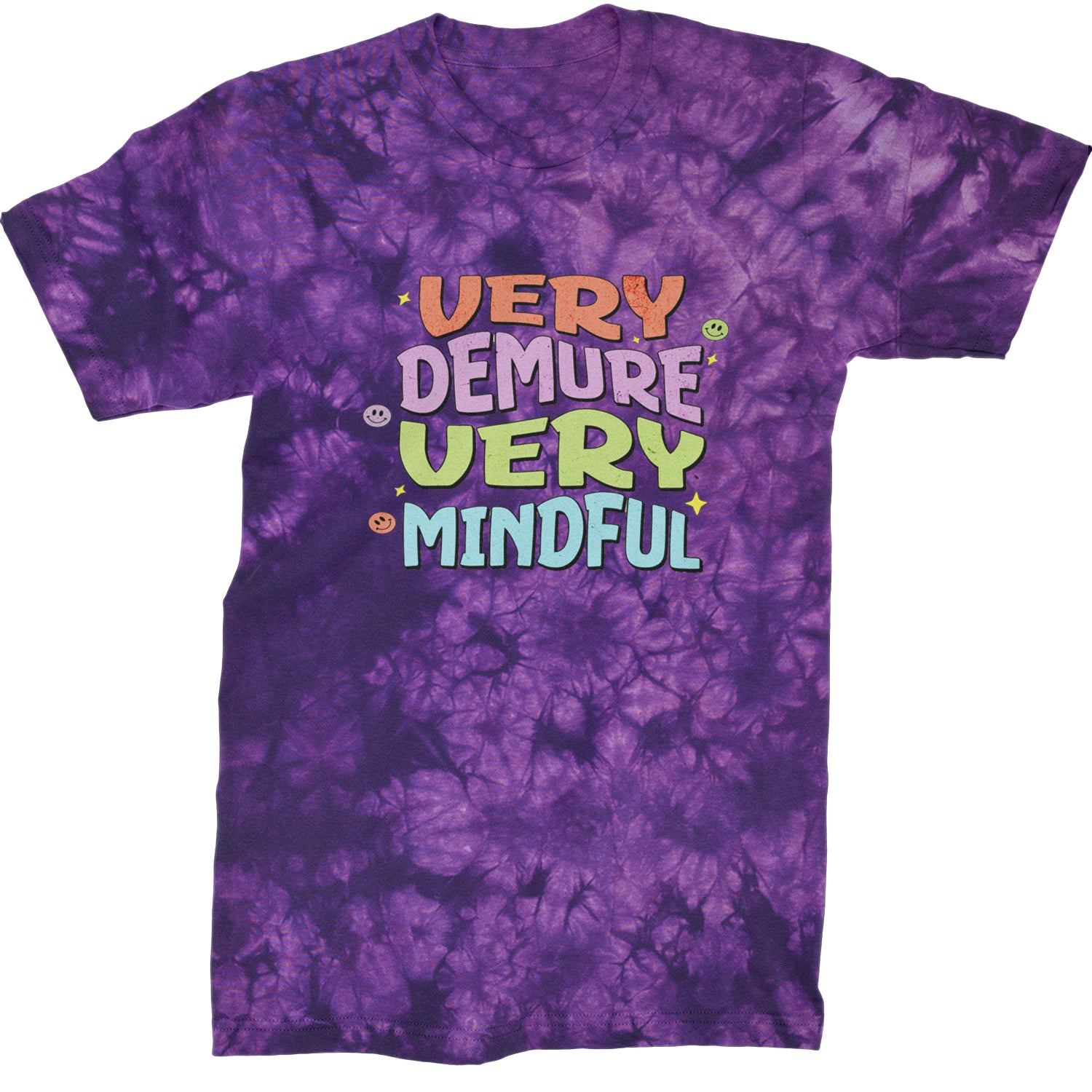 Very Demure, Very Mindful Mens T-shirt Tie-Dye Crystal Purple