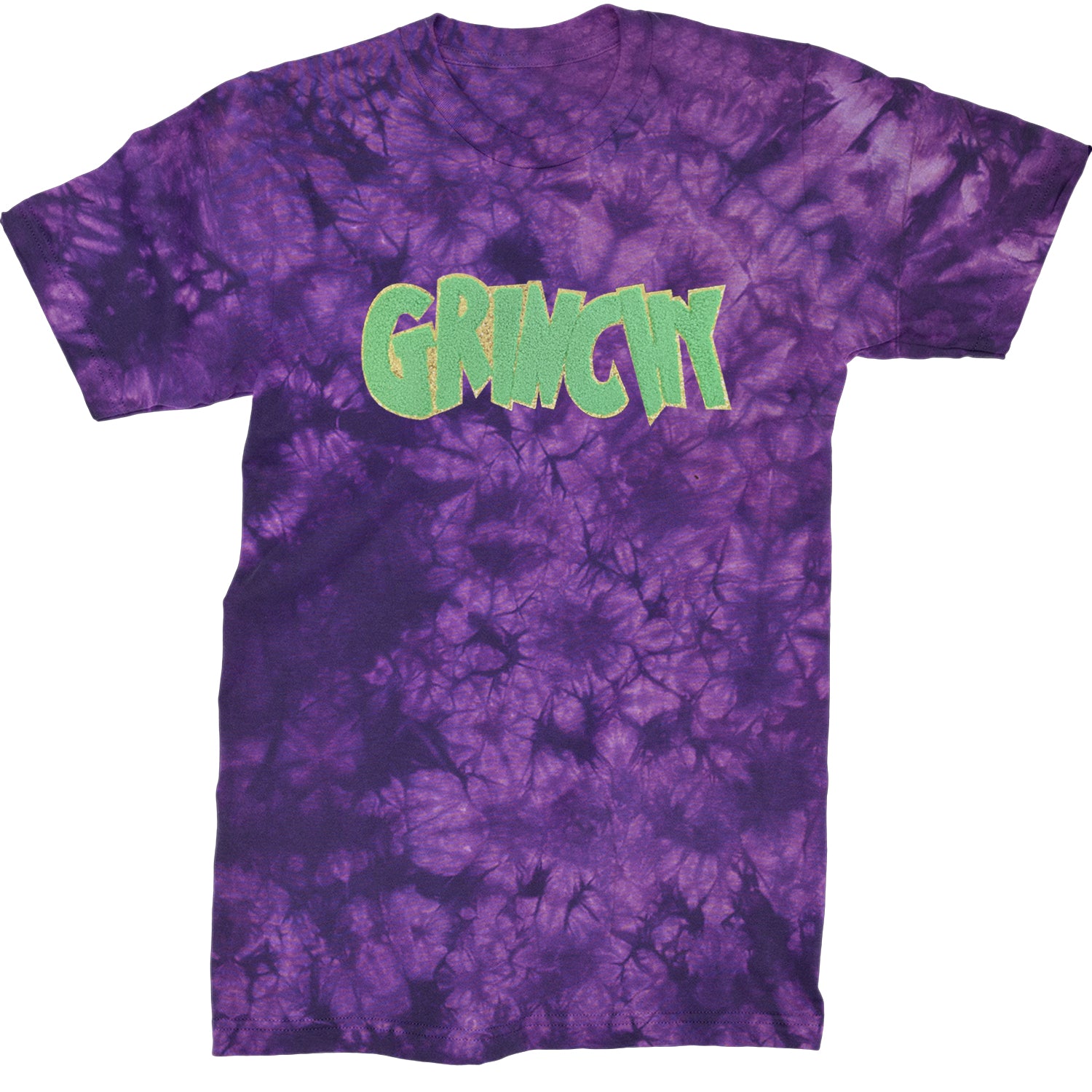 Green Gr-nchy Chenille Patch  Mens T-shirt Tie-Dye Crystal Purple