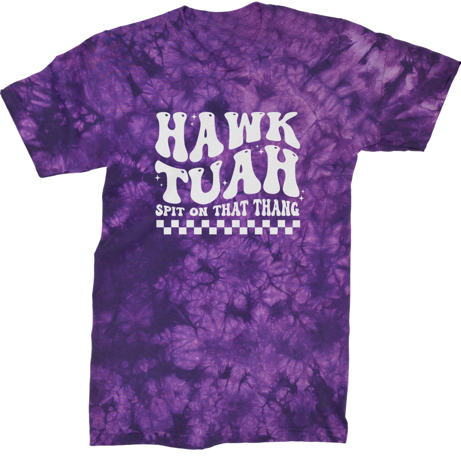 Hawk Tuah Spit On That Thang Mens T-shirt Tie-Dye Crystal Purple