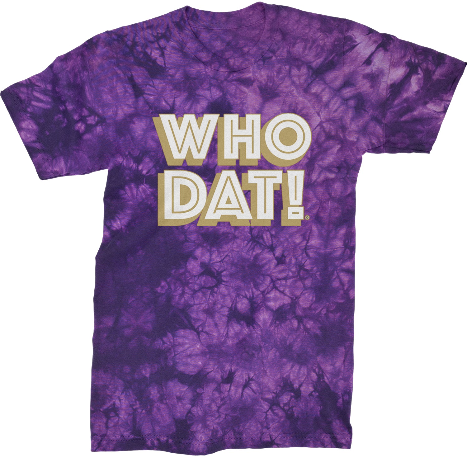 Who Dat Nation Big Bold New Orleans Mens T-shirt Tie-Dye Crystal Purple