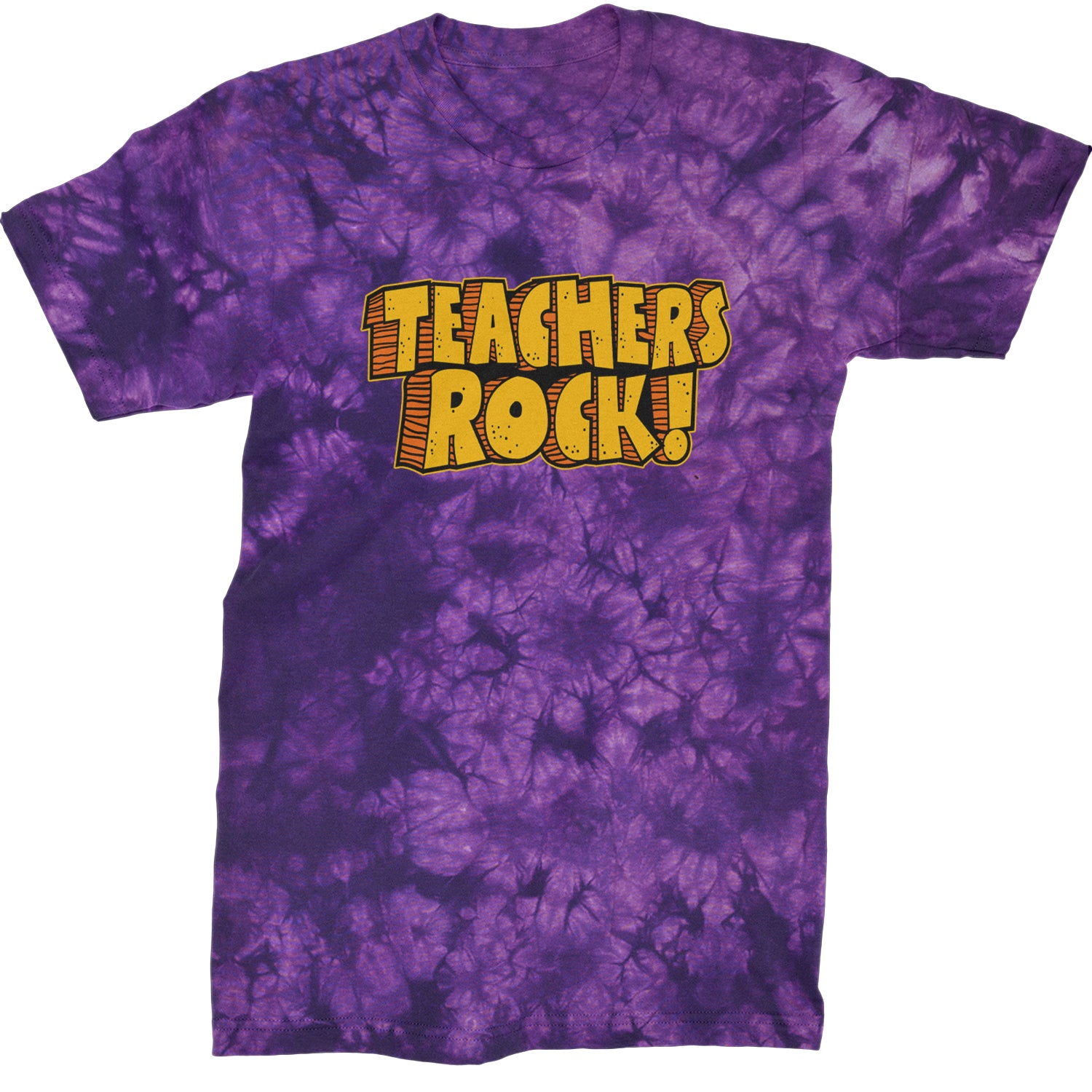 Teachers Rock Retro  Mens T-shirt Tie-Dye Crystal Purple