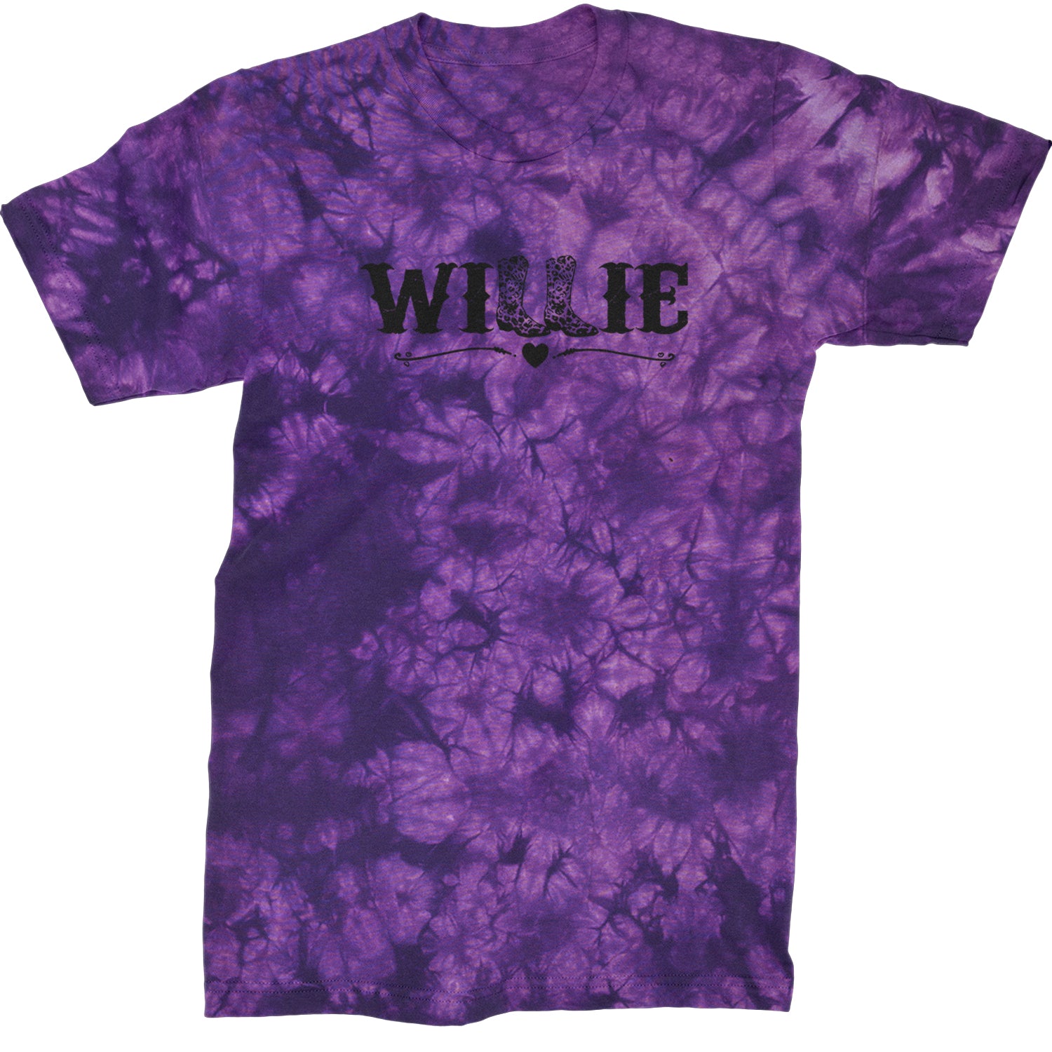 Willie Cowboy Boots Hippy Country Music Mens T-shirt Tie-Dye Crystal Purple