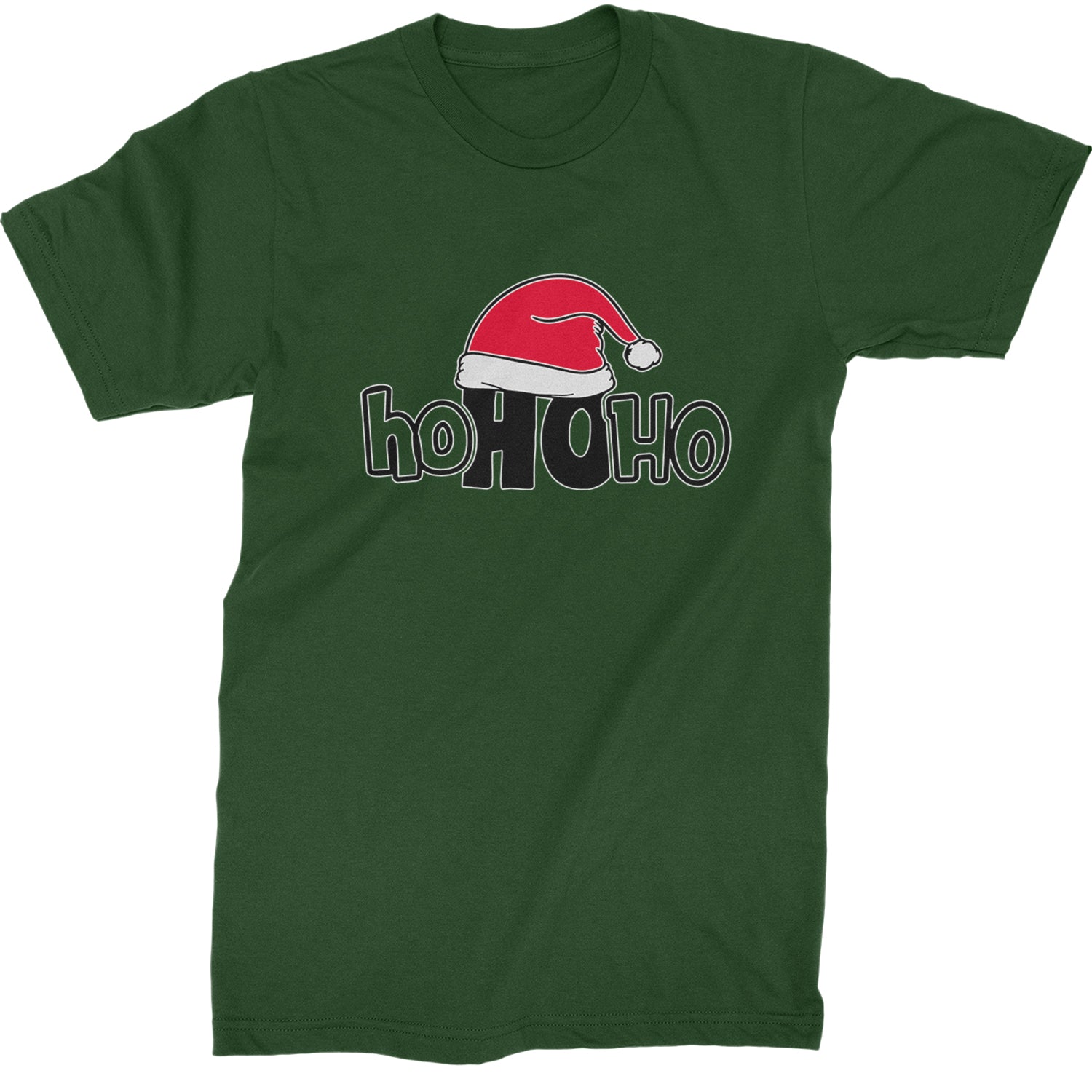 Ho Ho Ho Santa Christmas Hat  Mens T-shirt Forest Green