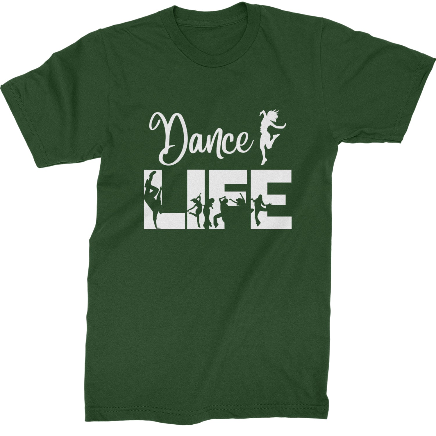 Dance Life Silhouette Dancers Mens T-shirt Forest Green