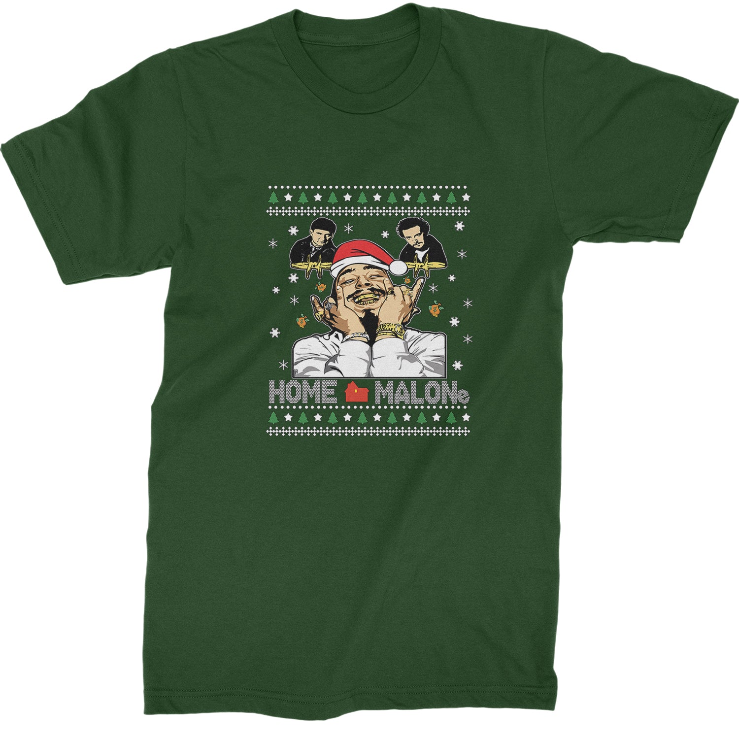 Home Malone Ugly Christmas  Mens T-shirt Forest Green