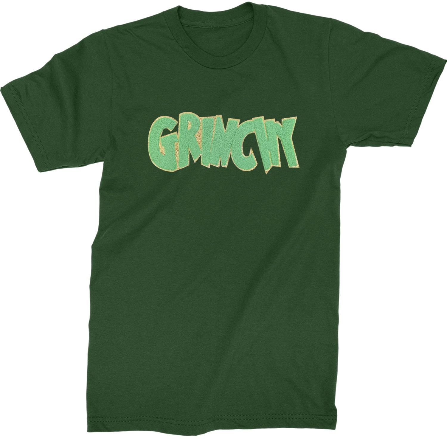 Green Gr-nchy Chenille Patch  Mens T-shirt Forest Green