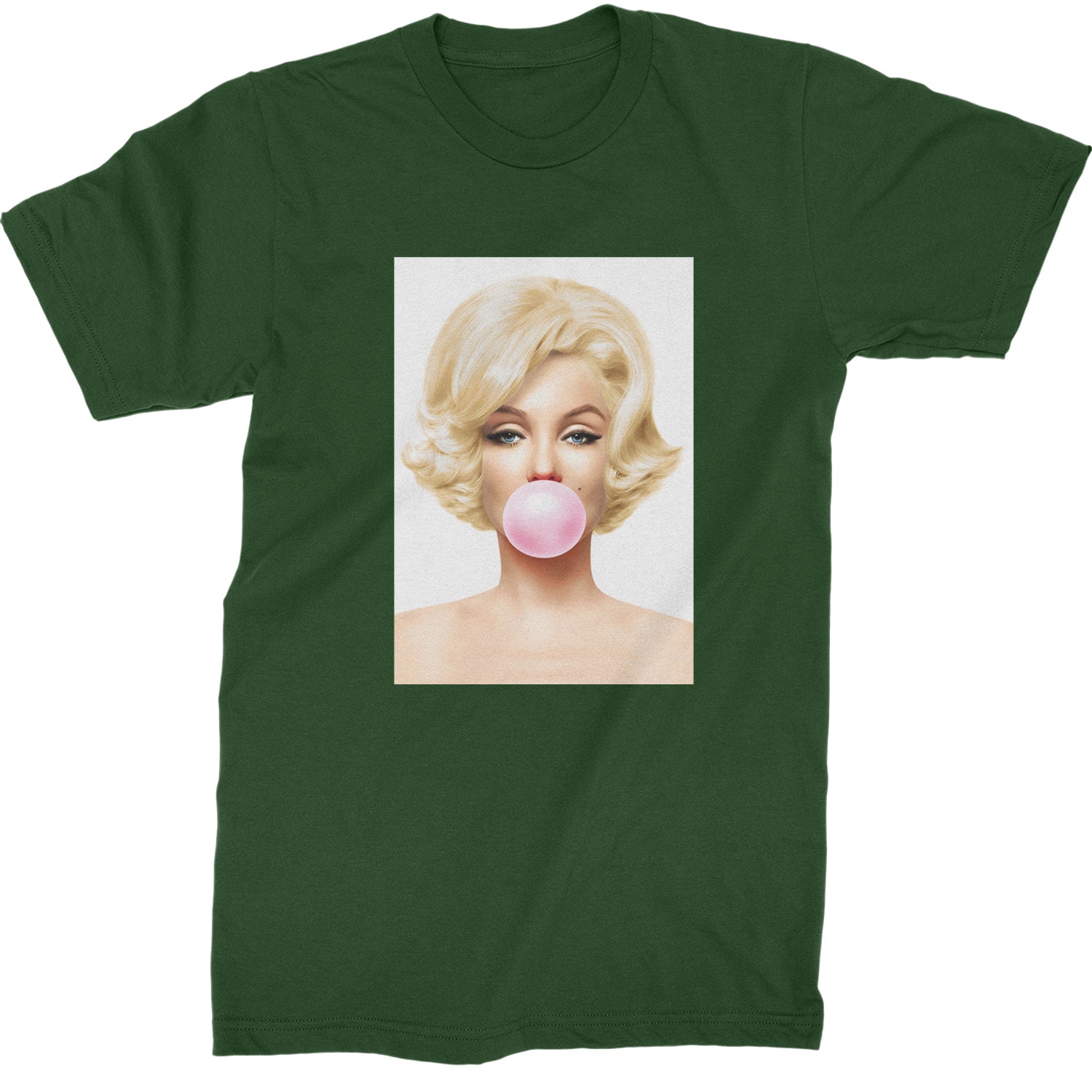 Ms. Monroe Pink Bubble Gum American Icon Mens T-shirt Forest Green