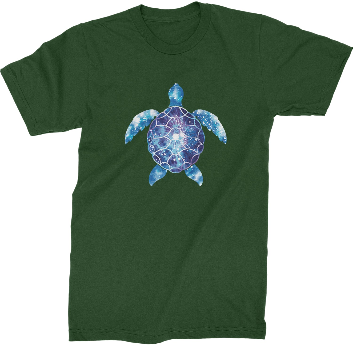 Ocean Aura Tie-Dye Sea Turtle Mens T-shirt Forest Green