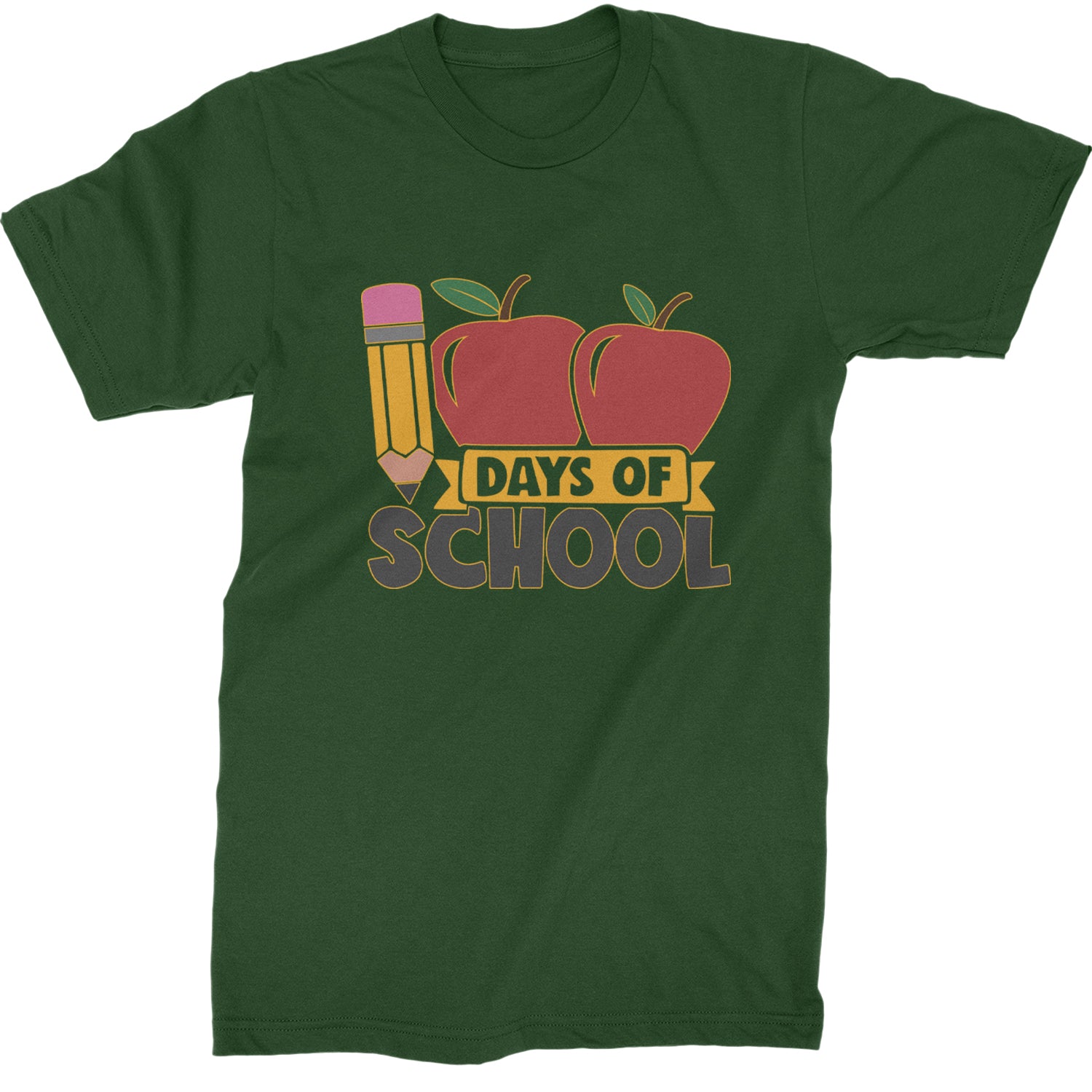 100 Days Of School Apple Pencil  Mens T-shirt Forest Green