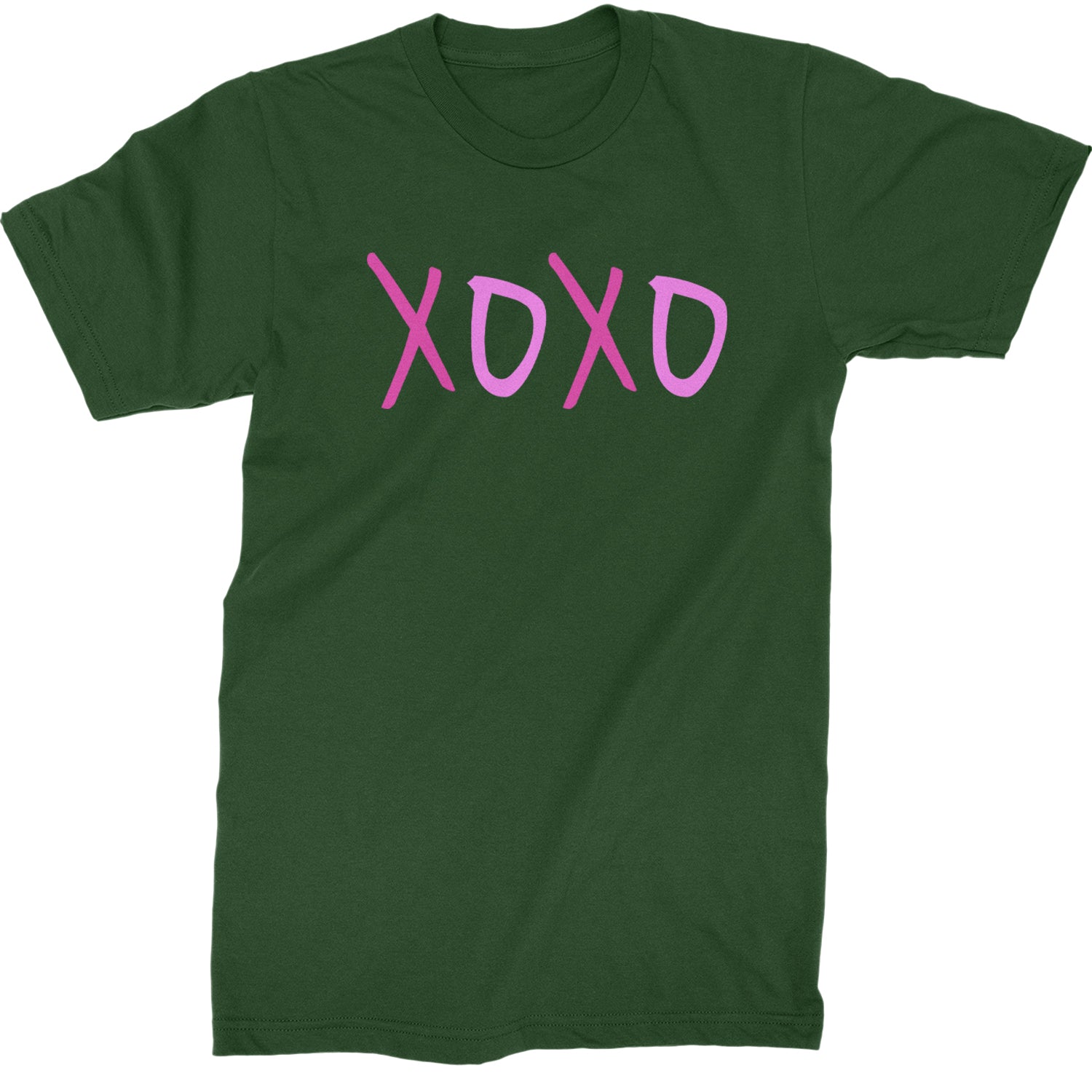 XOXO Pink Print  Mens T-shirt Forest Green