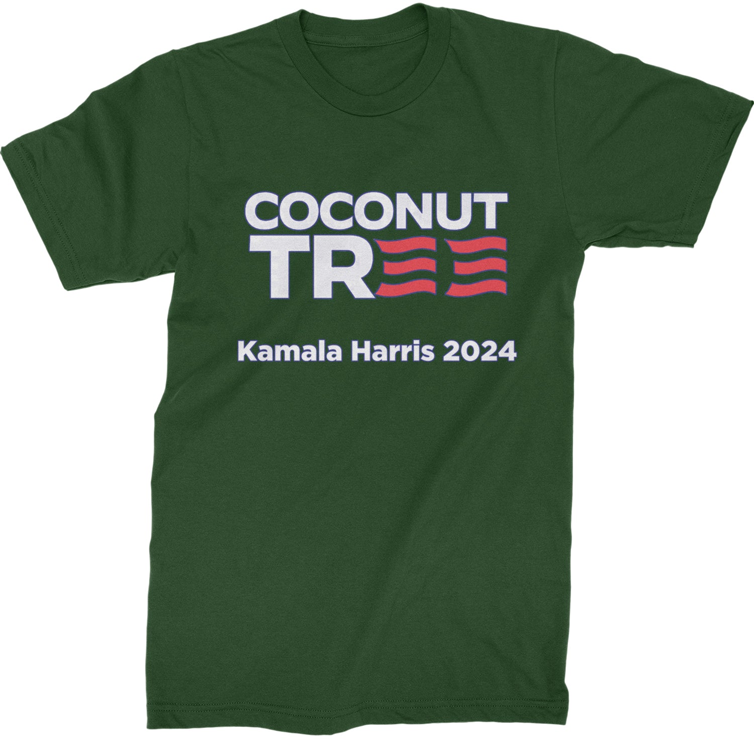 Coconut Tree - Support Kamala Harris For President 2024 Mens T-shirt Forest Green