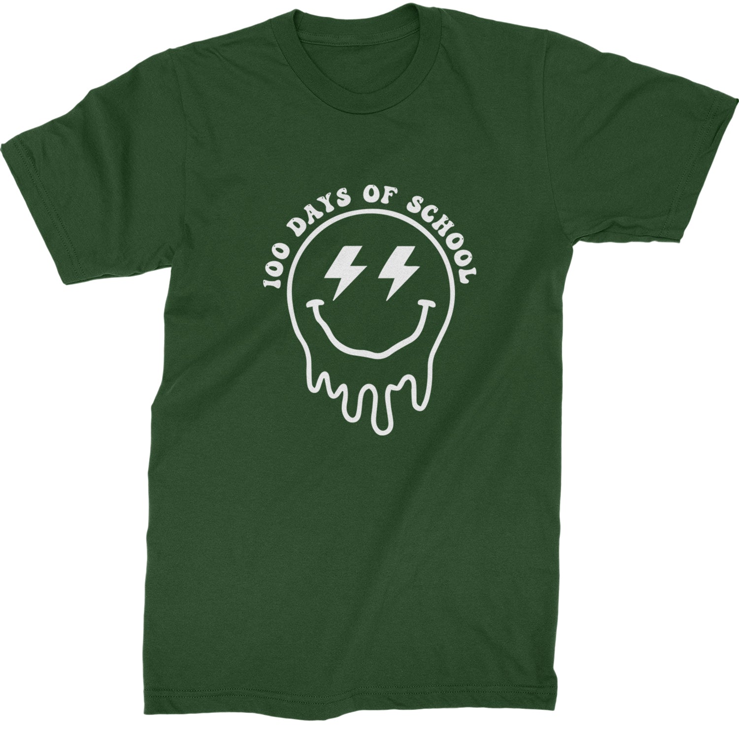 Melting Smile Face 100 Days Of School Mens T-shirt Forest Green