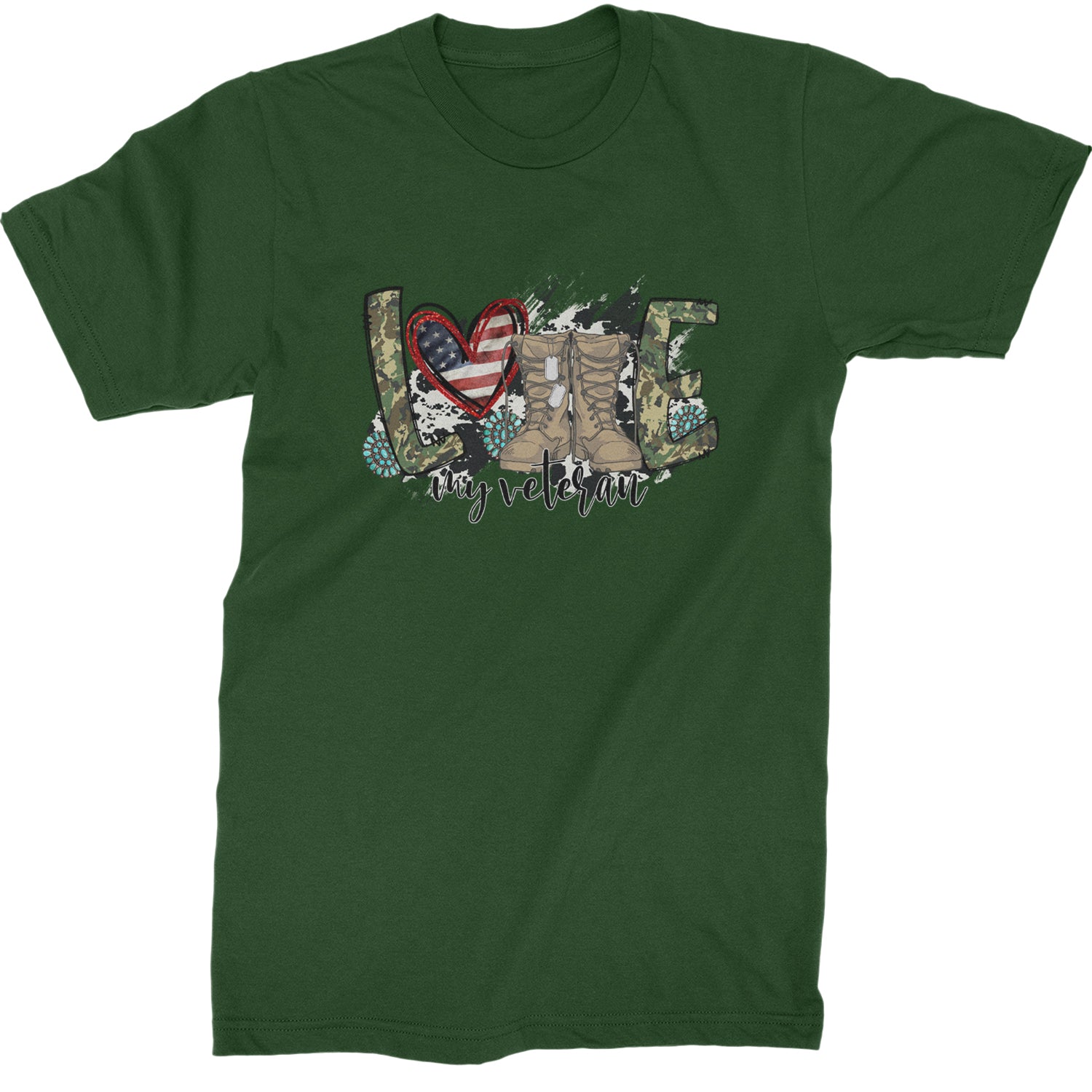 Love My Veteran Honor Veterans Day  Mens T-shirt Forest Green