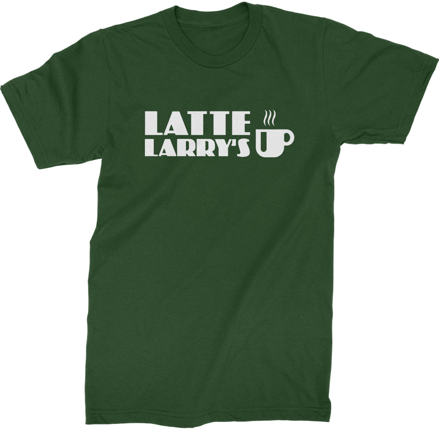 Latte Larry's Enthusiastic Coffee Mens T-shirt Forest Green