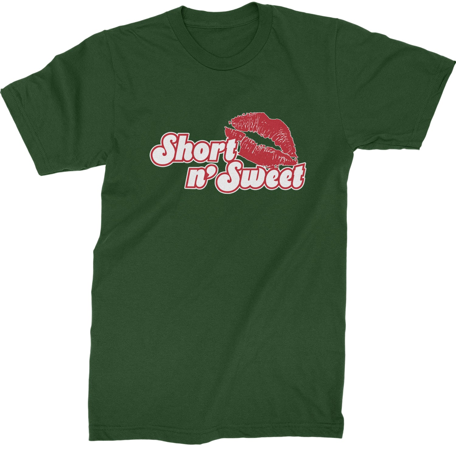 Short N' Sweet Red Lips  Mens T-shirt Forest Green