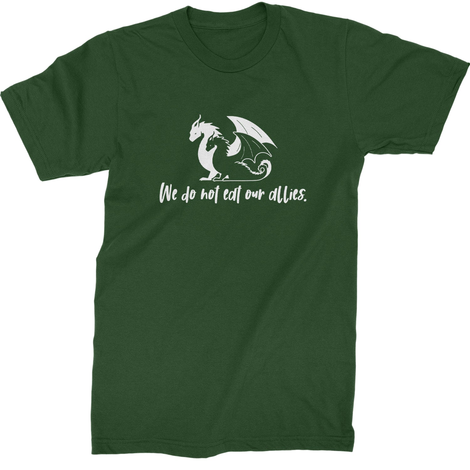 We Do Not Eat Our Allies Fourth Wing Basgiath  Mens T-shirt Forest Green