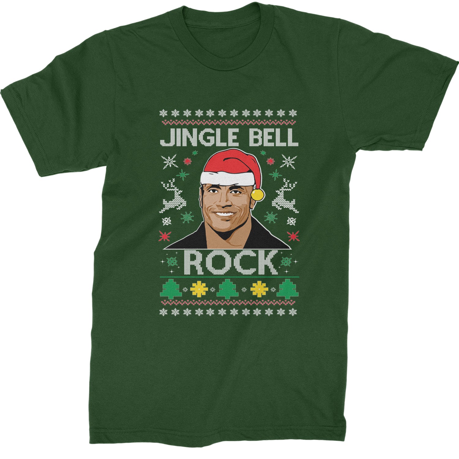 Jingle Bell Rock Ugly Christmas Mens T-shirt Forest Green