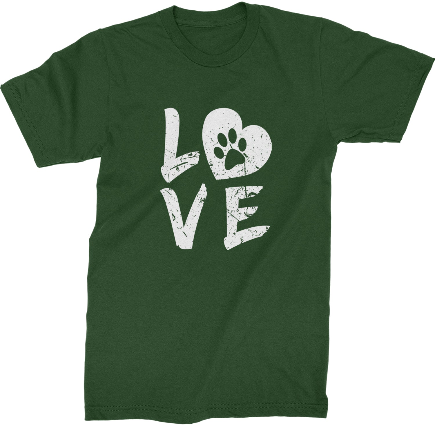 I Love My Dog Paw Print  Mens T-shirt Forest Green