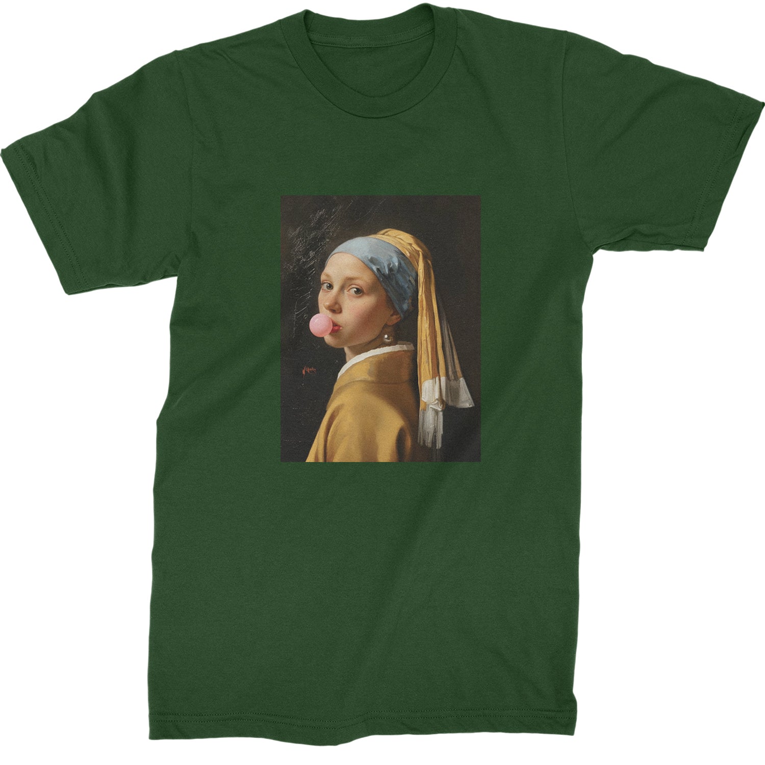 Girl with a Pearl Earring Bubble Gum Contemporary Art Mens T-shirt Forest Green