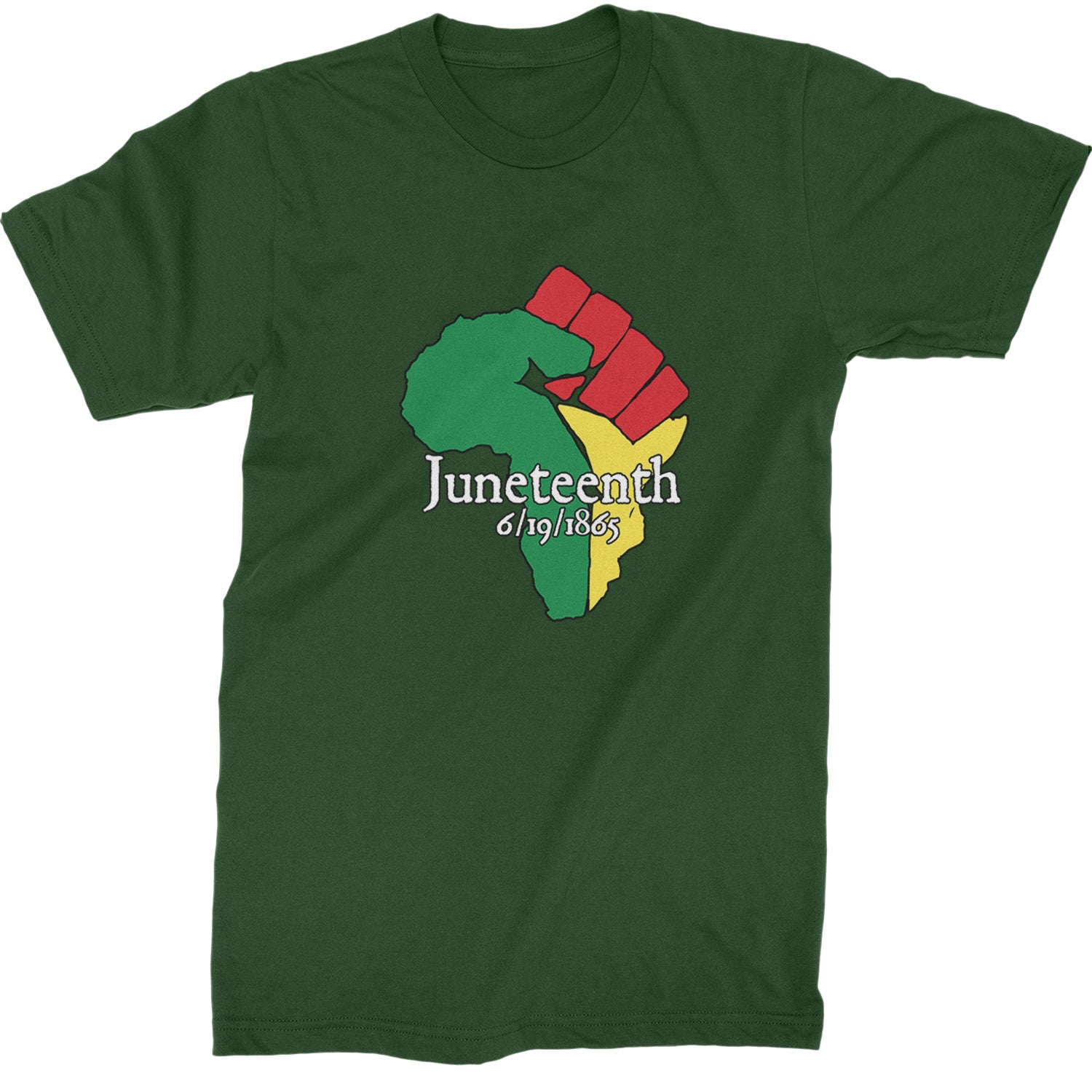 Juneteenth Raised Fist Africa Celebrate Emancipation Day  Mens T-shirt Forest Green