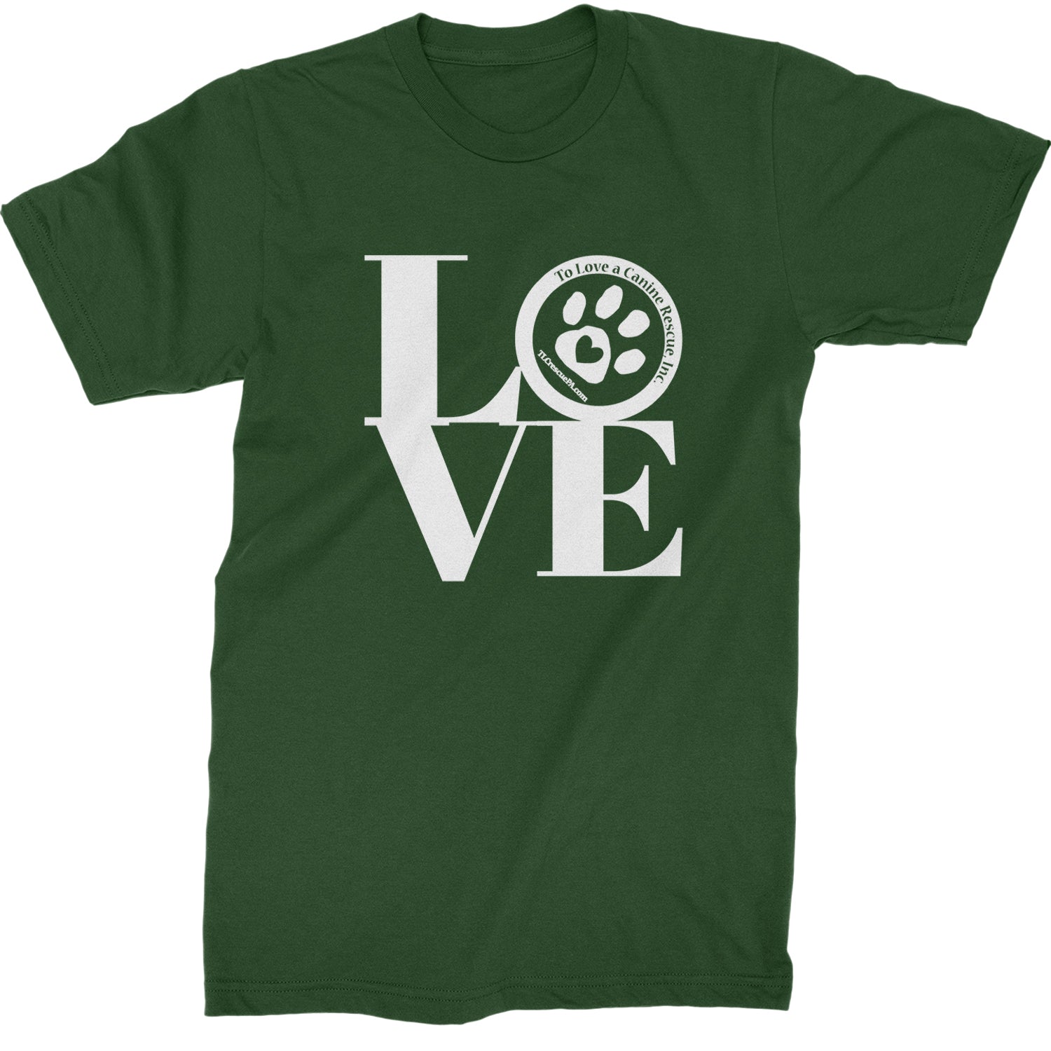 TLC LOVE Dog Rescue Mens T-shirt Forest Green