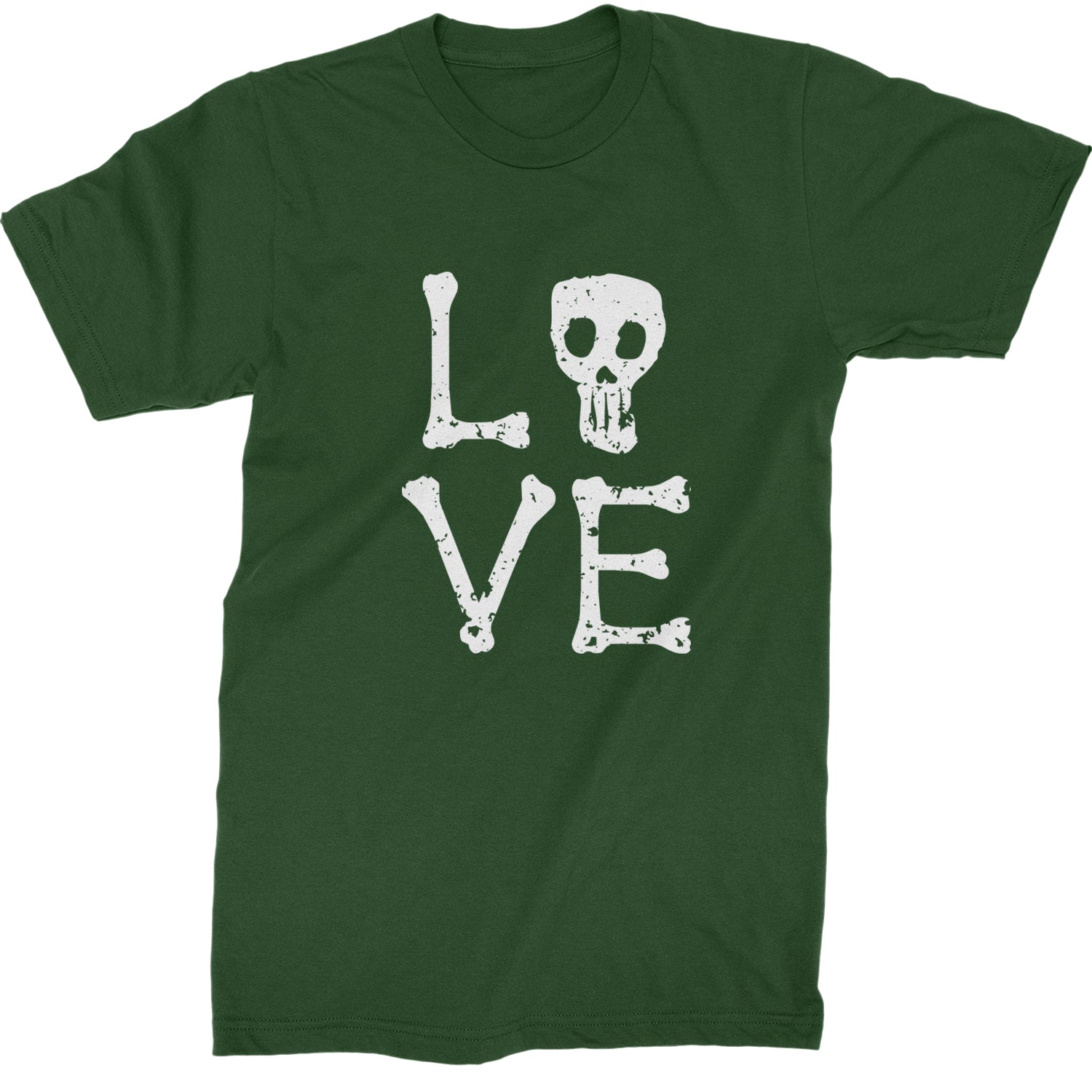 Love Skeleton Bones Mens T-shirt Forest Green