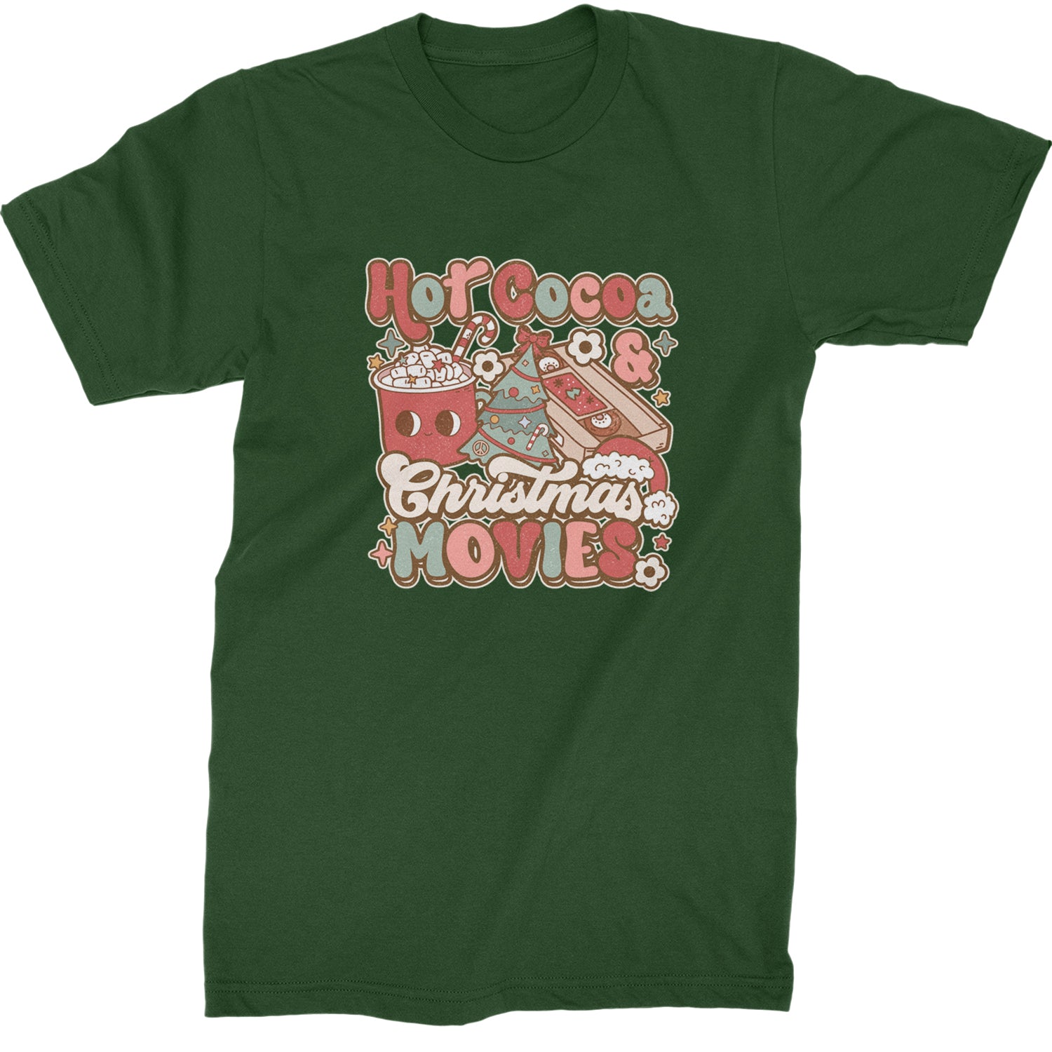 Hot Cocoa And Christmas Movies Holiday  Mens T-shirt Forest Green