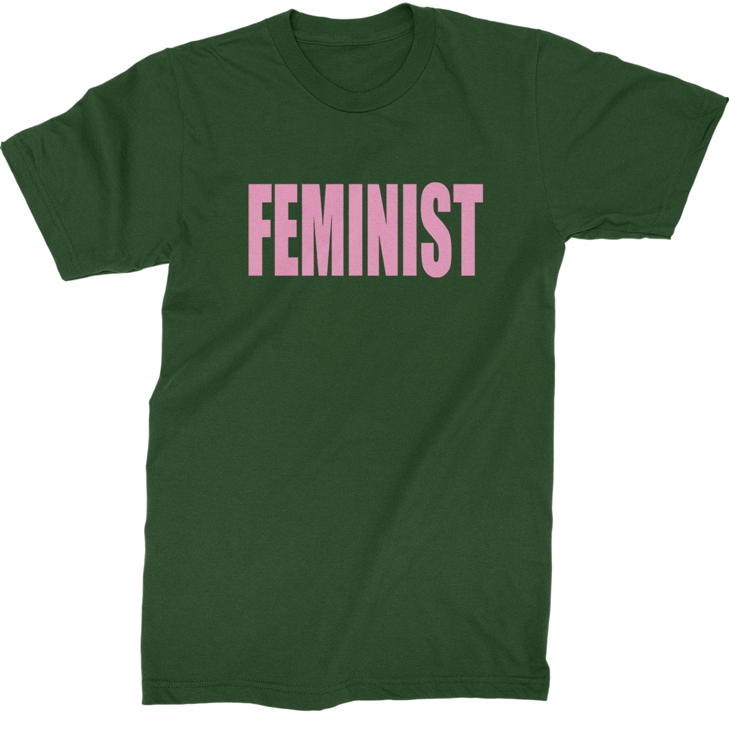 Feminist (Pink Print) Mens T-shirt Forest Green