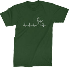 Heartbeat line graphic rising into a buck silhouette with antlers on a Men's Heavyweight Cotton T-Shirt