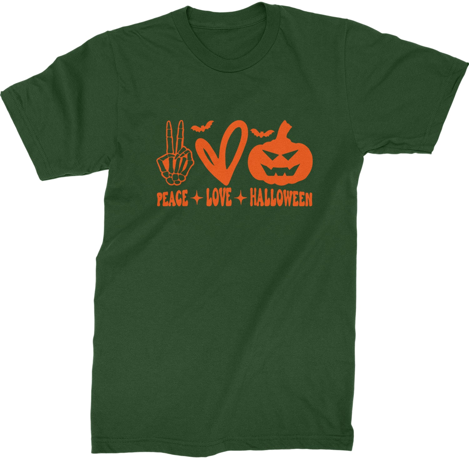 Peace, Love and Halloween Mens T-shirt Forest Green