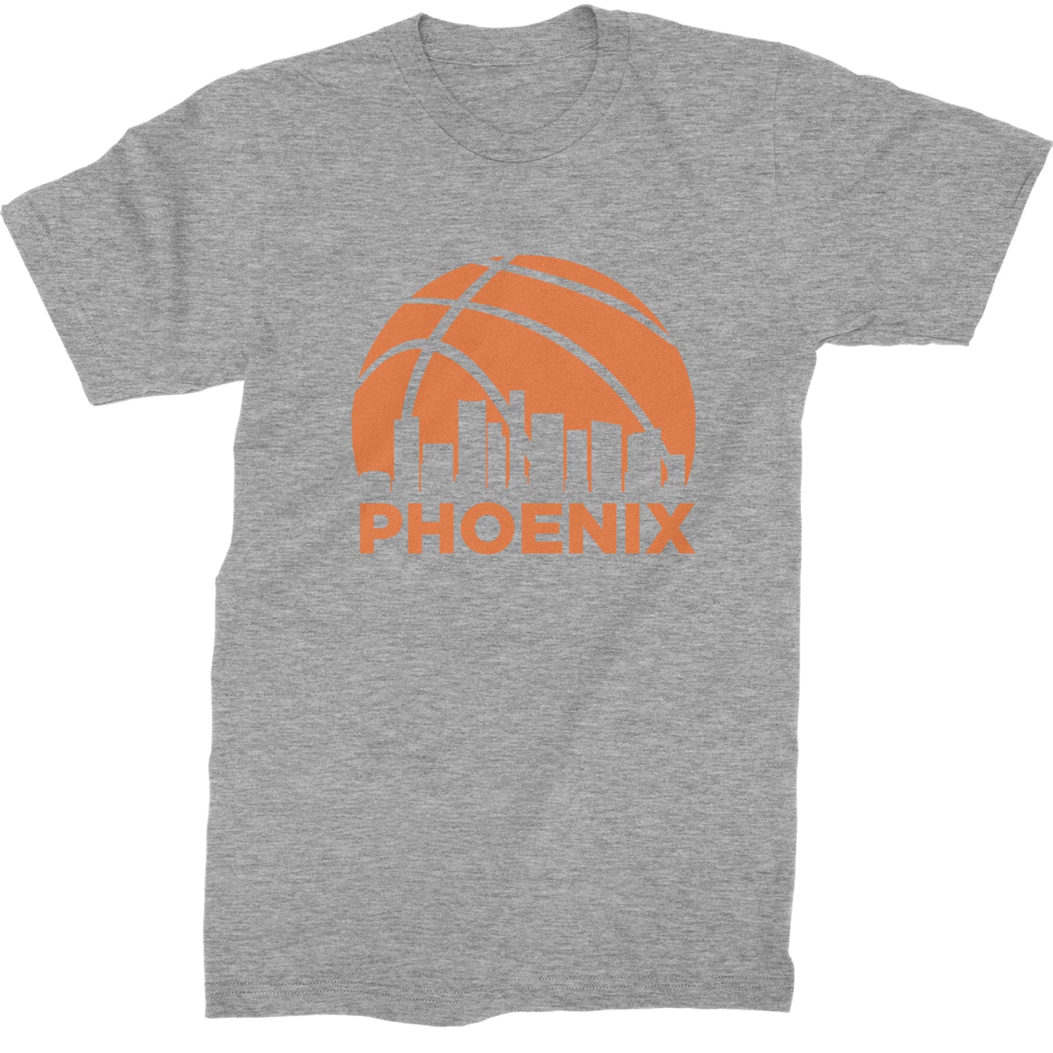 Phoenix Basketball Sunset City Skyline Mens T-shirt Heather Grey