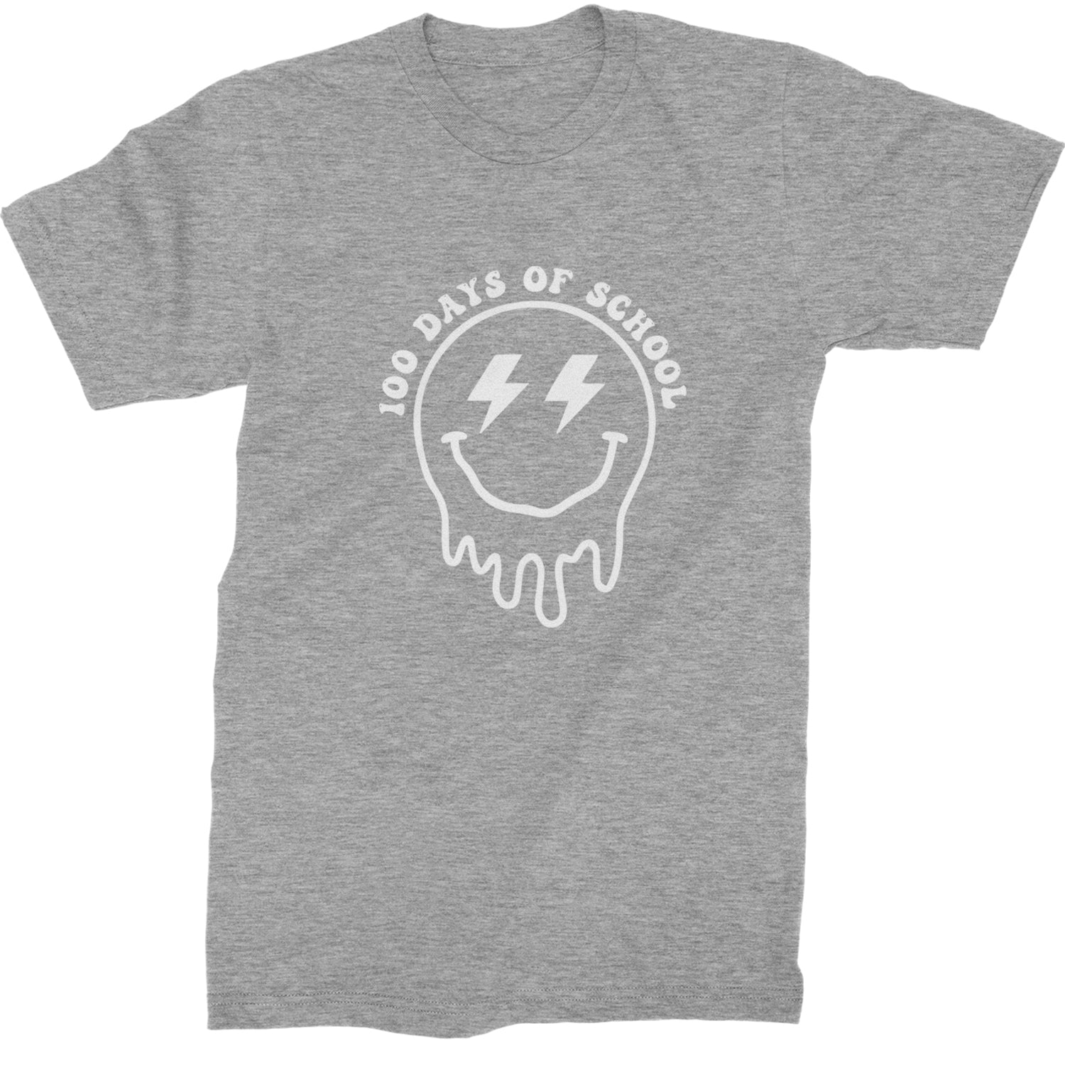 Melting Smile Face 100 Days Of School Mens T-shirt Heather Grey