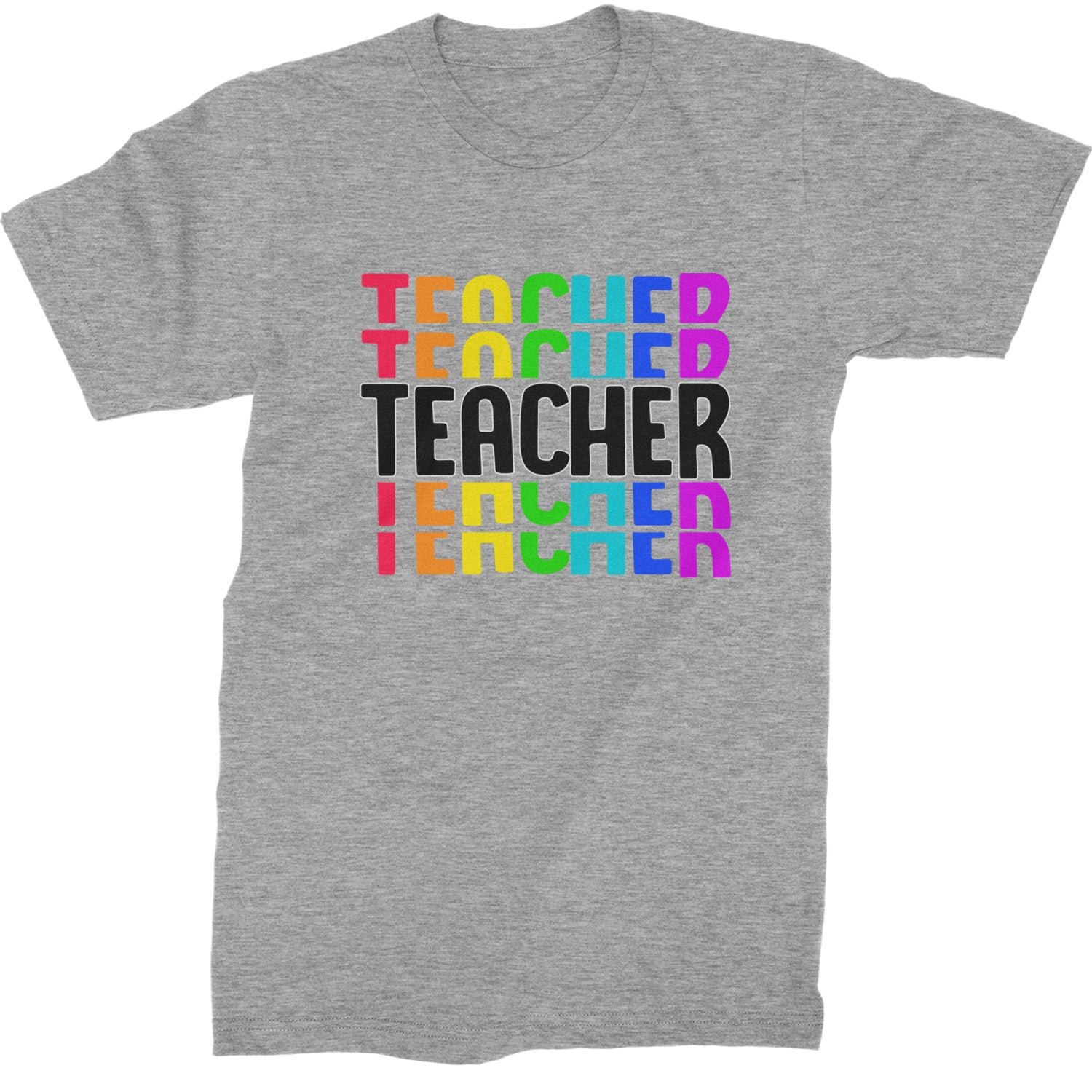 Teacher Repeated Rainbow Pattern  Mens T-shirt Heather Grey