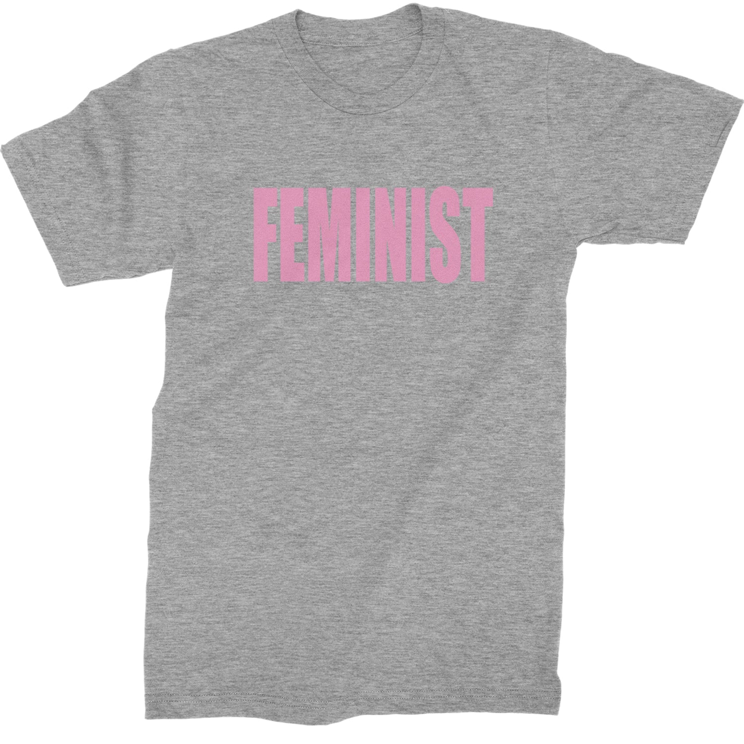 Feminist (Pink Print) Mens T-shirt Heather Grey