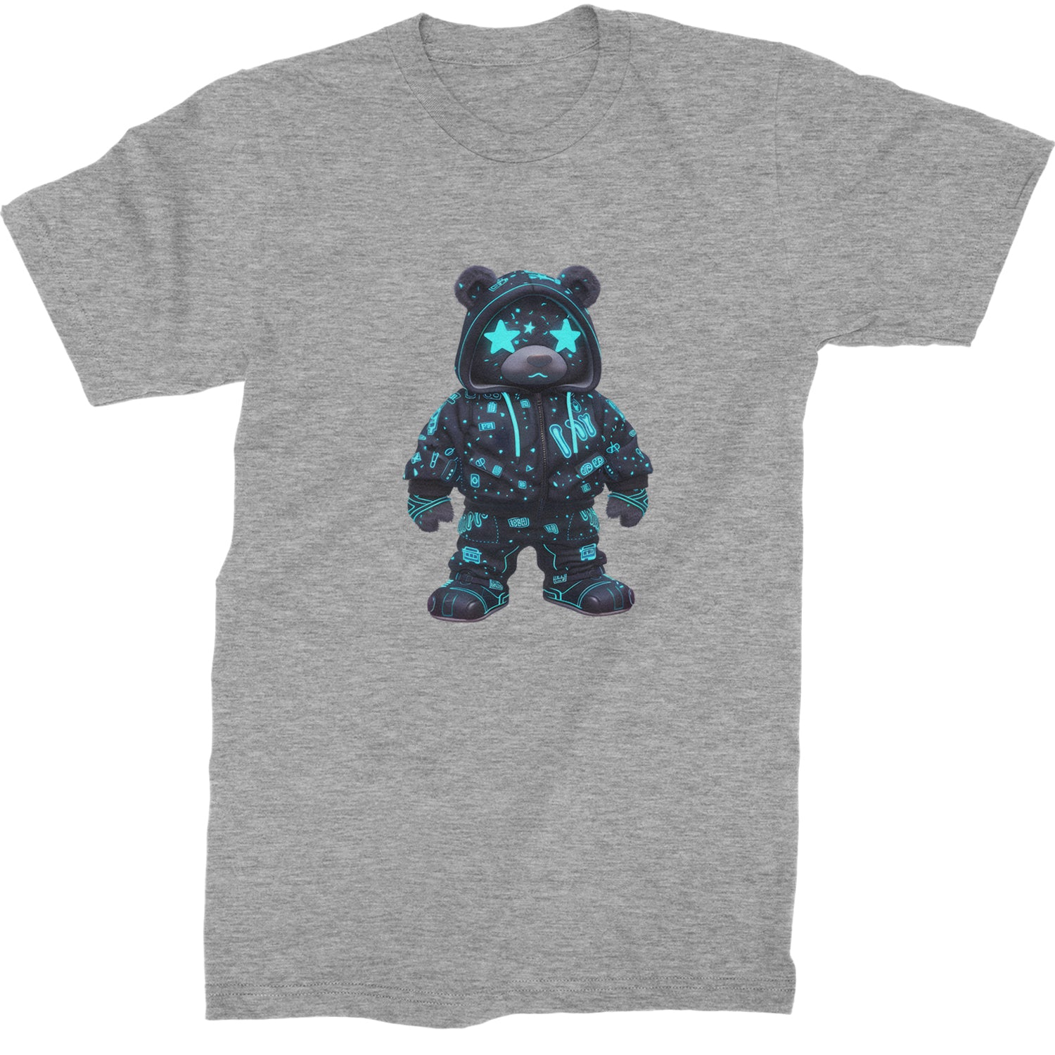 Starry Eyed Vaporwave Urban Graffiti Bear  Mens T-shirt Heather Grey