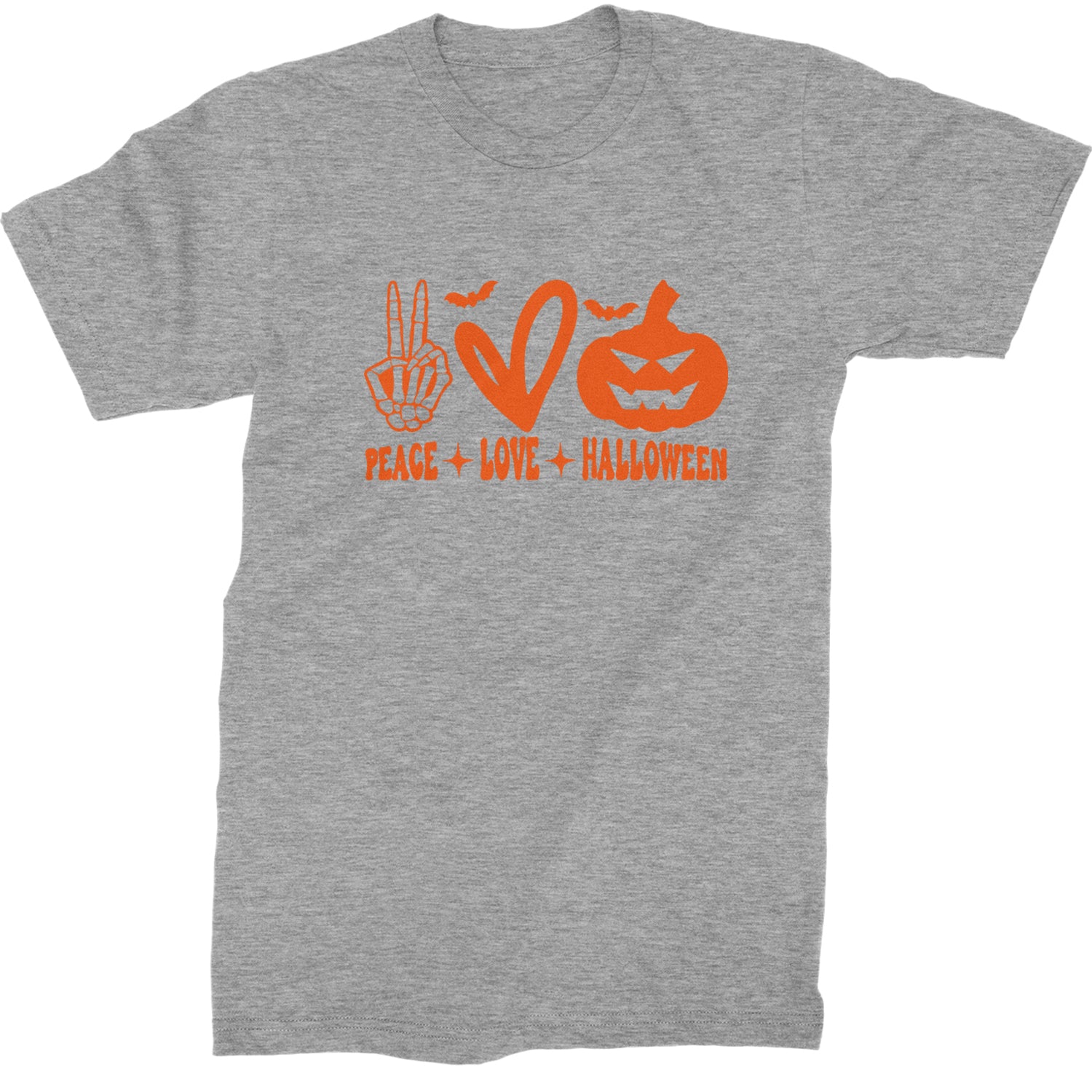 Peace, Love and Halloween Mens T-shirt Heather Grey