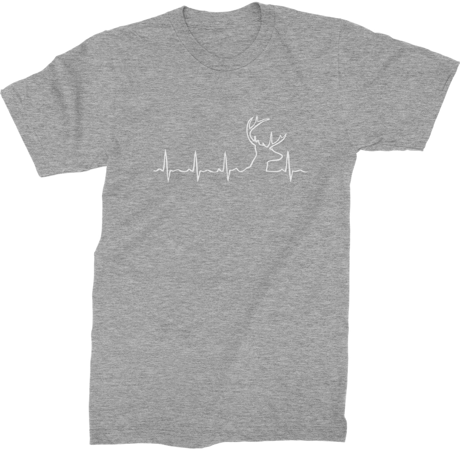 Hunting Heartbeat Deer Hunter Buck Stag Antlers  Mens T-shirt Heather Grey