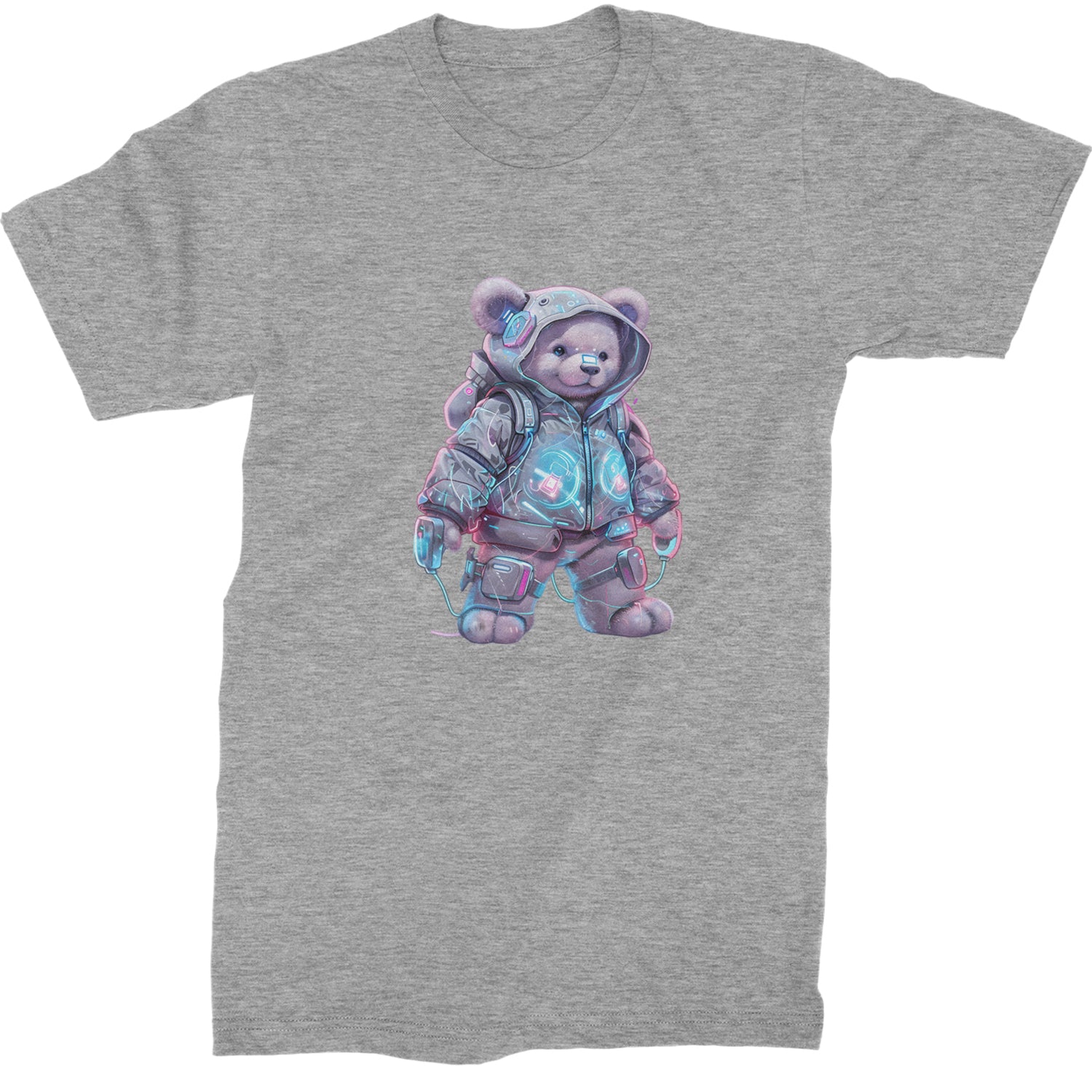 Cyberpunk Adventure Urban Graffiti Bear  Mens T-shirt Heather Grey