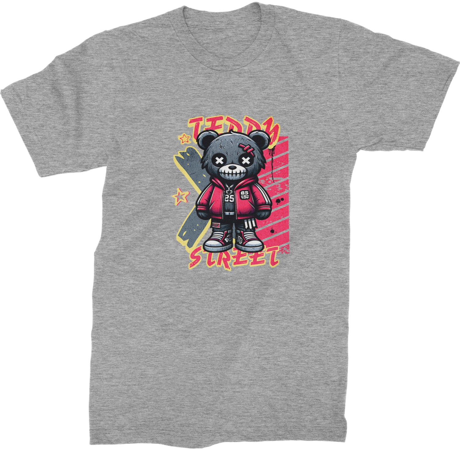 Teddy Attitude Urban Graffiti Bear  Mens T-shirt Heather Grey