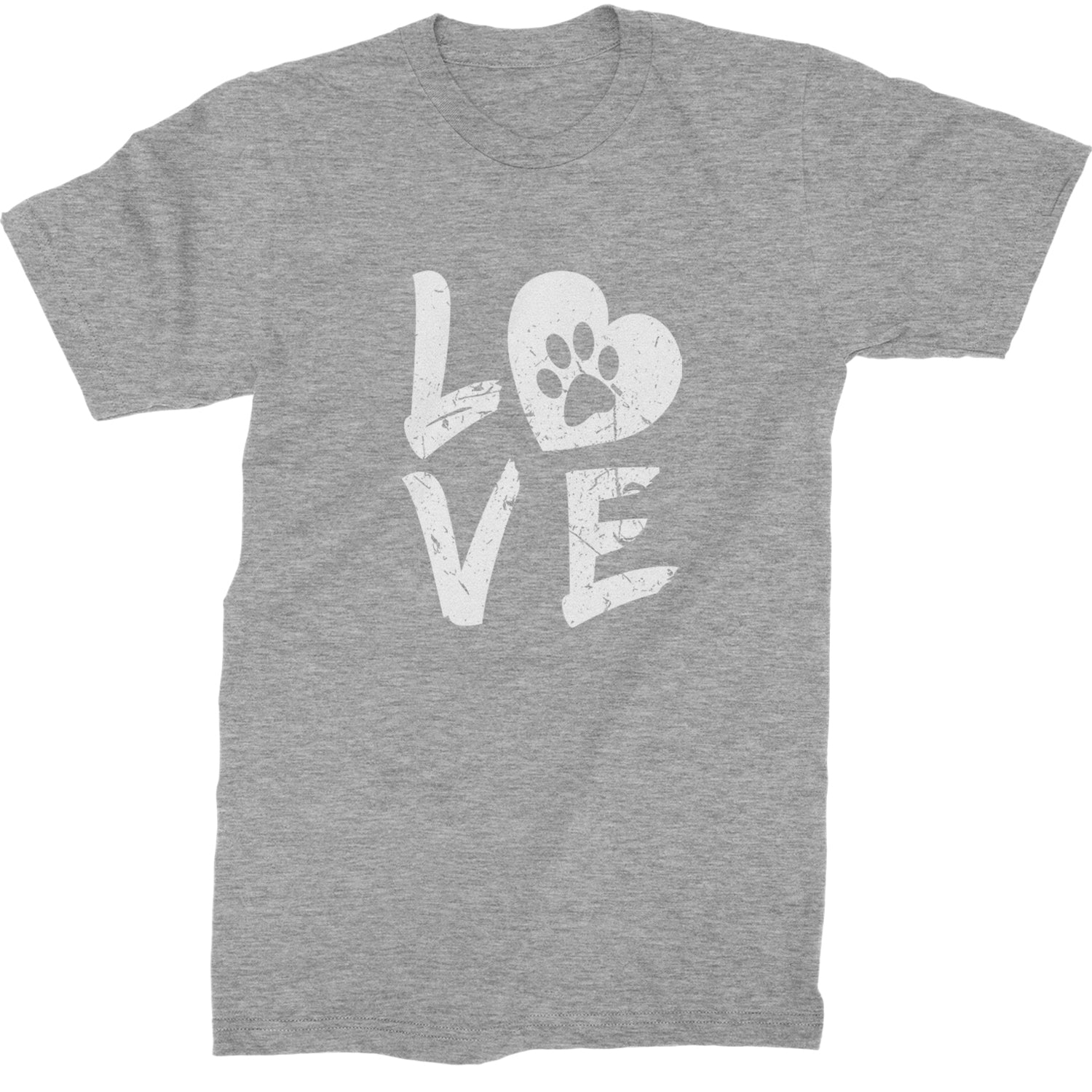 I Love My Dog Paw Print  Mens T-shirt Heather Grey