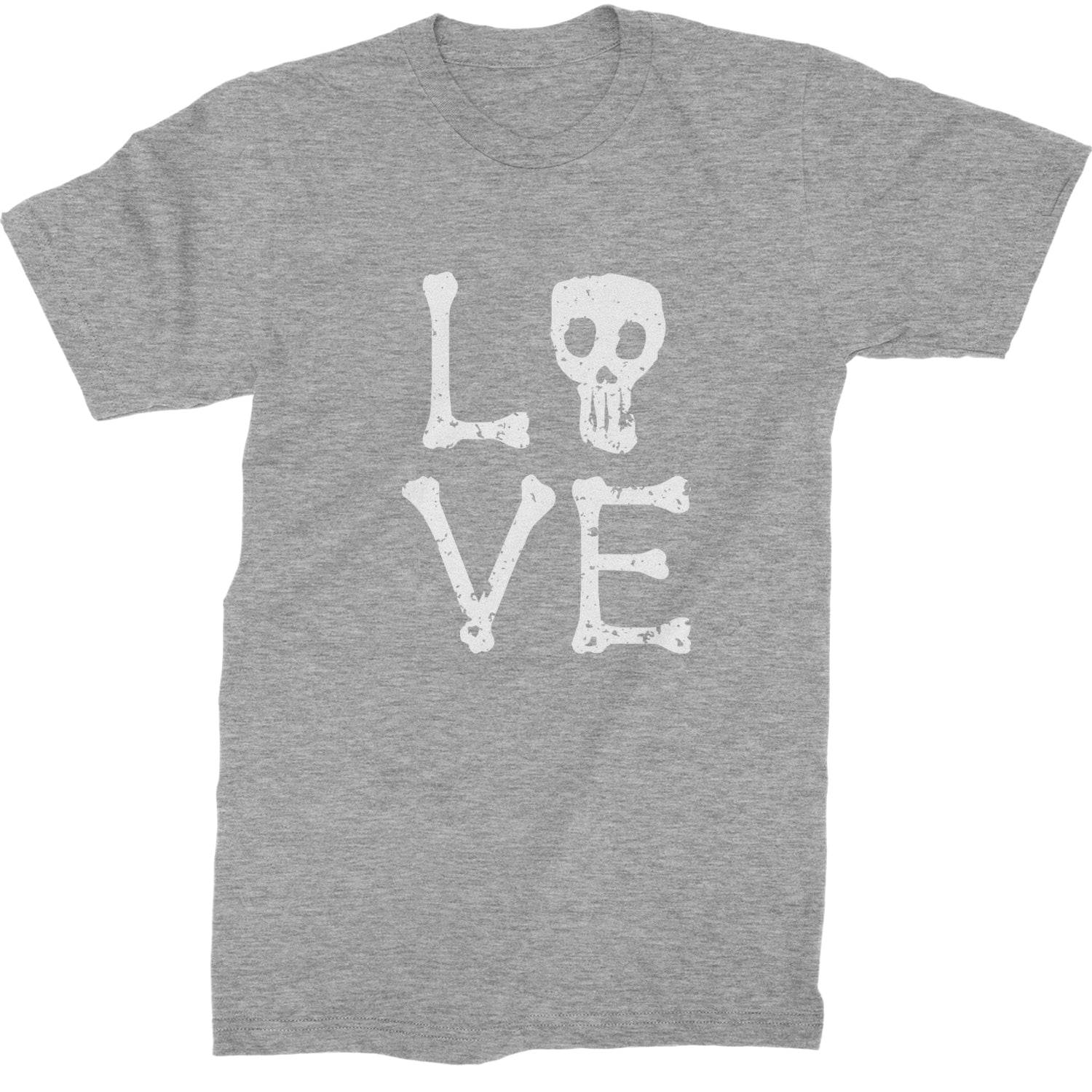 Love Skeleton Bones Mens T-shirt Heather Grey